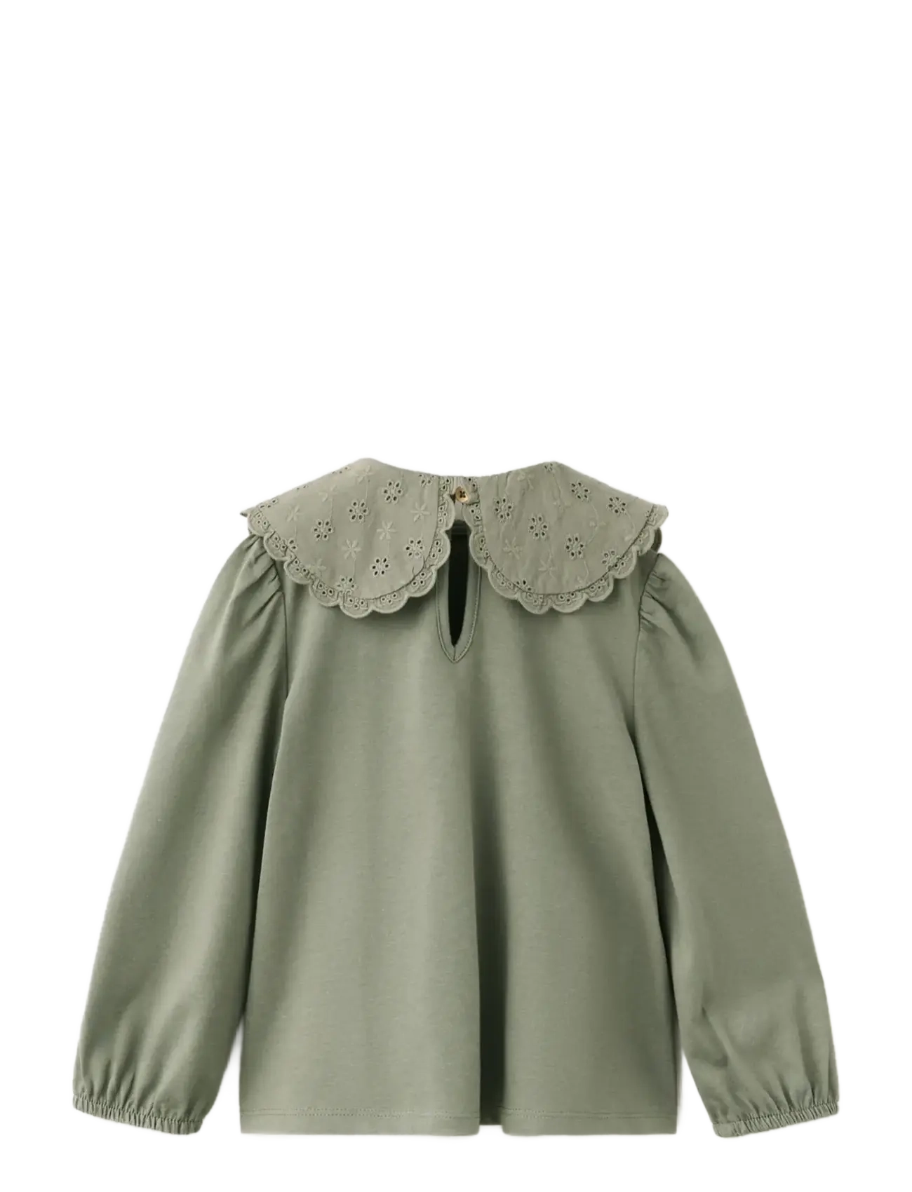Mango - Babydoll T-shirt with embroidery - långärmade t-shirts - medium green - 1