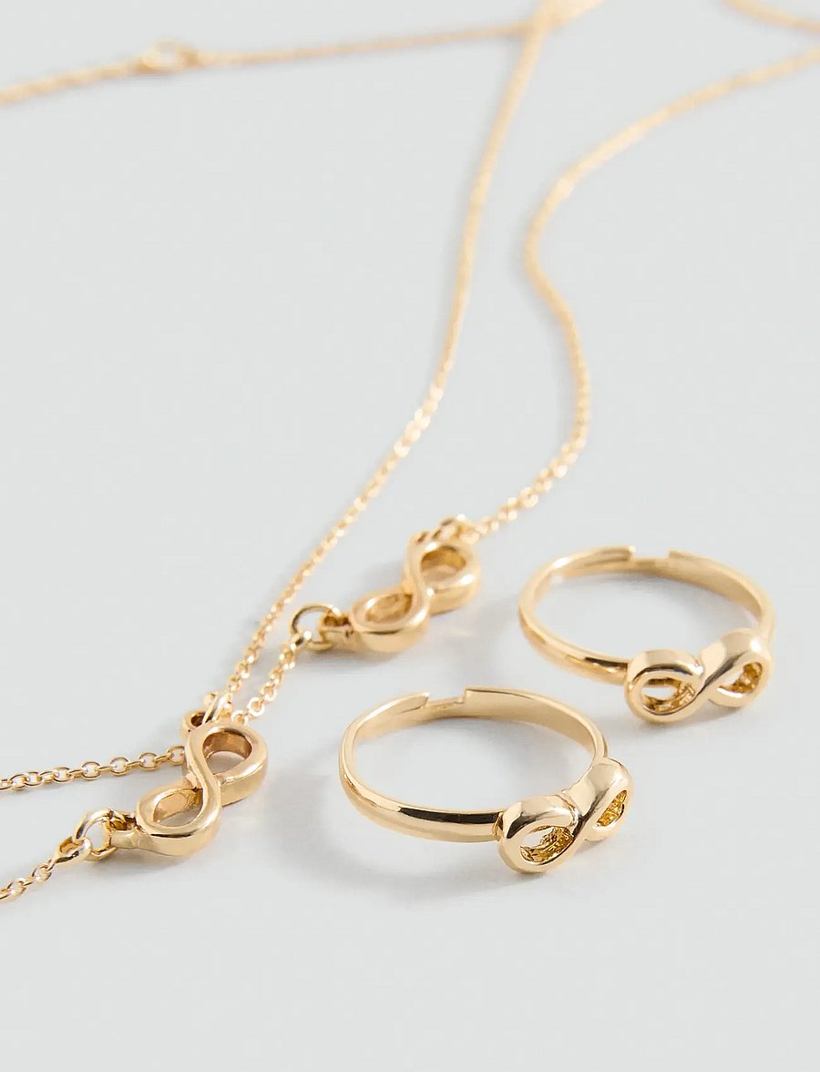 Mango - Infinity ring and collar set - ringe - gold - 1