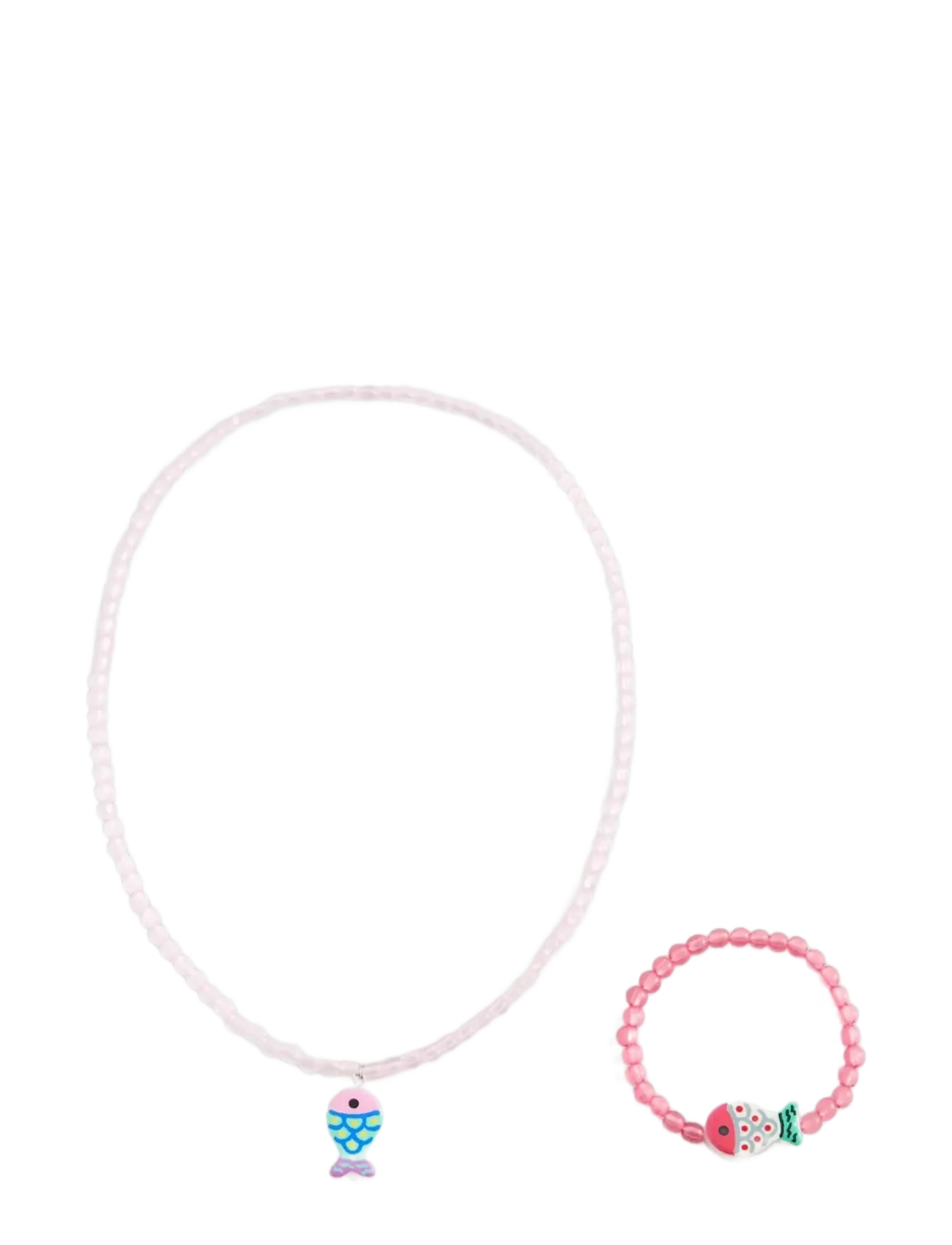 Mango Fish Choker And Bracelet Set, Perle Choker og Armbånd Sæt med Fisk, Pink, Str: ONE SIZE