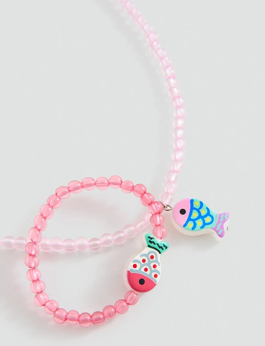 Mango - Fish choker and bracelet set - armband - pink - 1