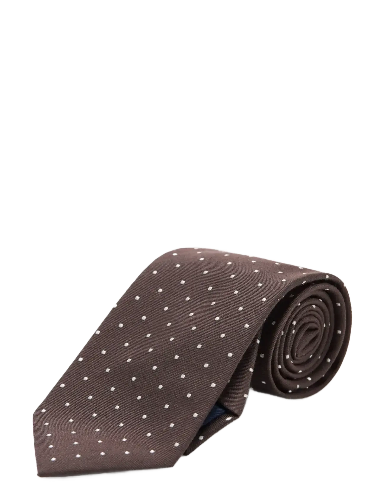 Mango - Silk cotton polka dot tie - dark brown - 1