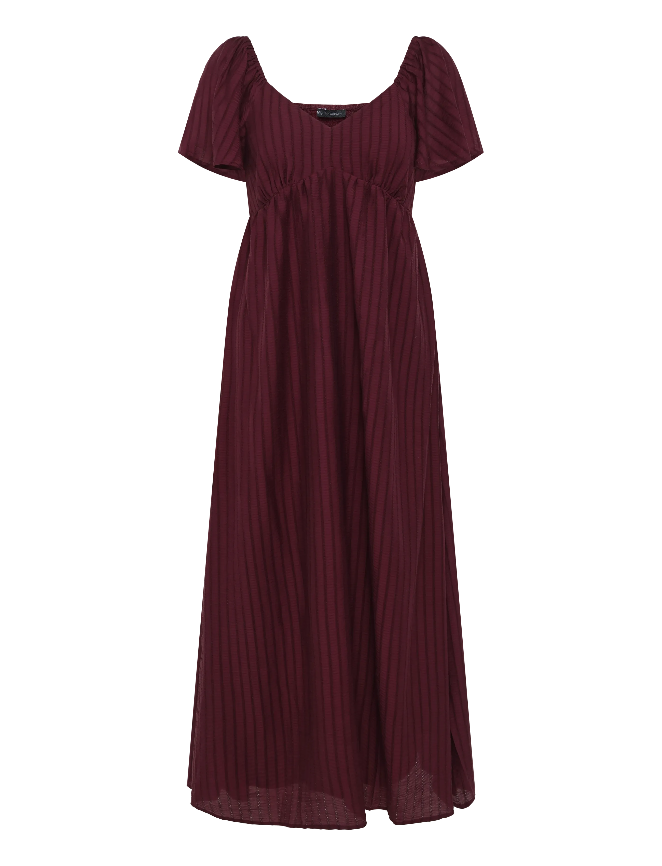 Mango - Textured dress with gathered detail - sommerkjoler - dark red - 1