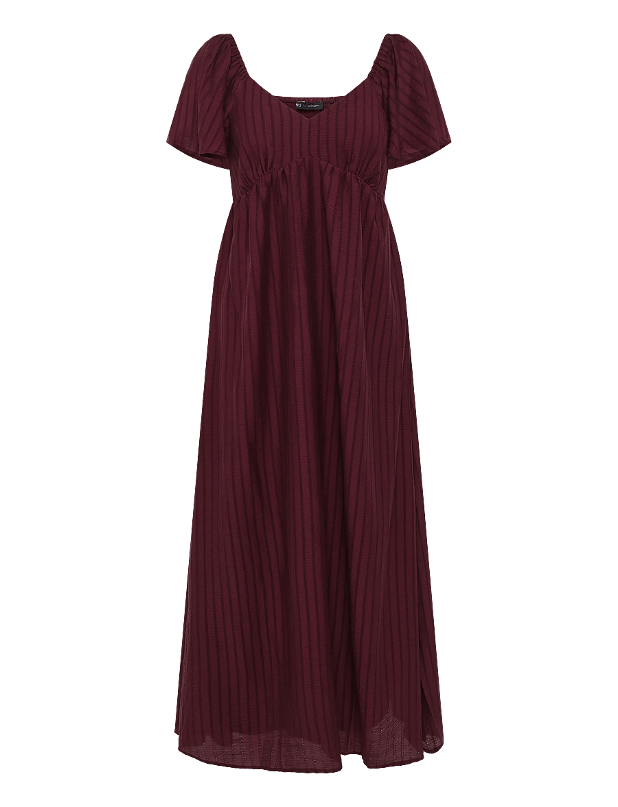 Mango - Textured dress with gathered detail - sommerkjoler - dark red - 1