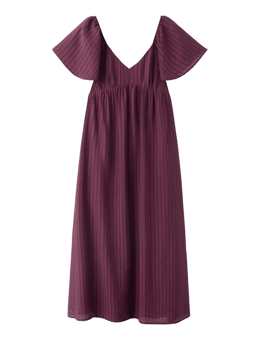 Mango - Textured dress with gathered detail - sommarklänningar - dark red - 1