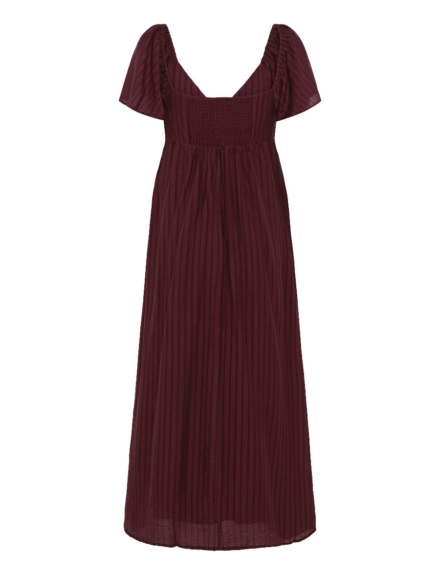 Mango - Textured dress with gathered detail - sommerkjoler - dark red - 2