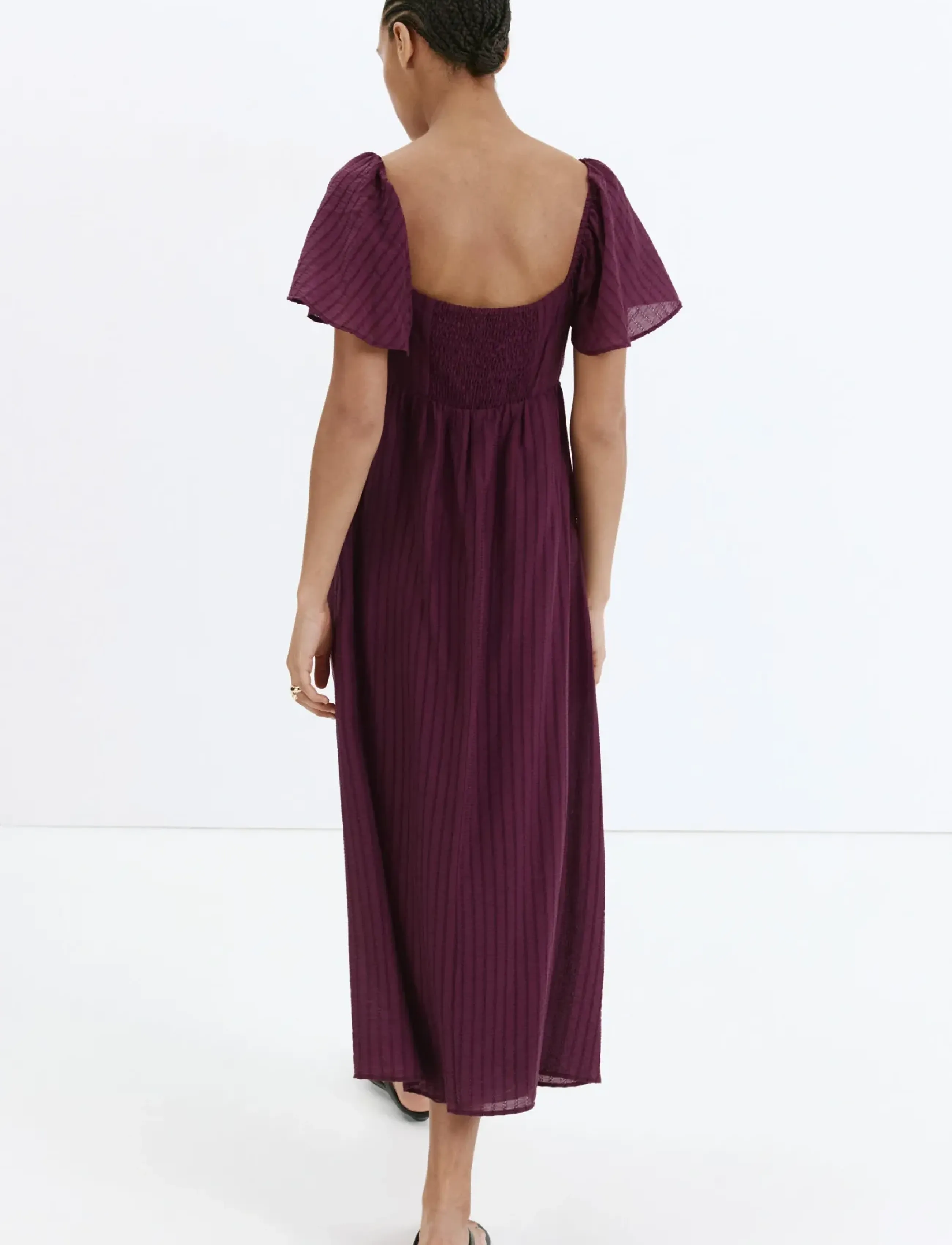 Mango - Textured dress with gathered detail - dark red - 2
