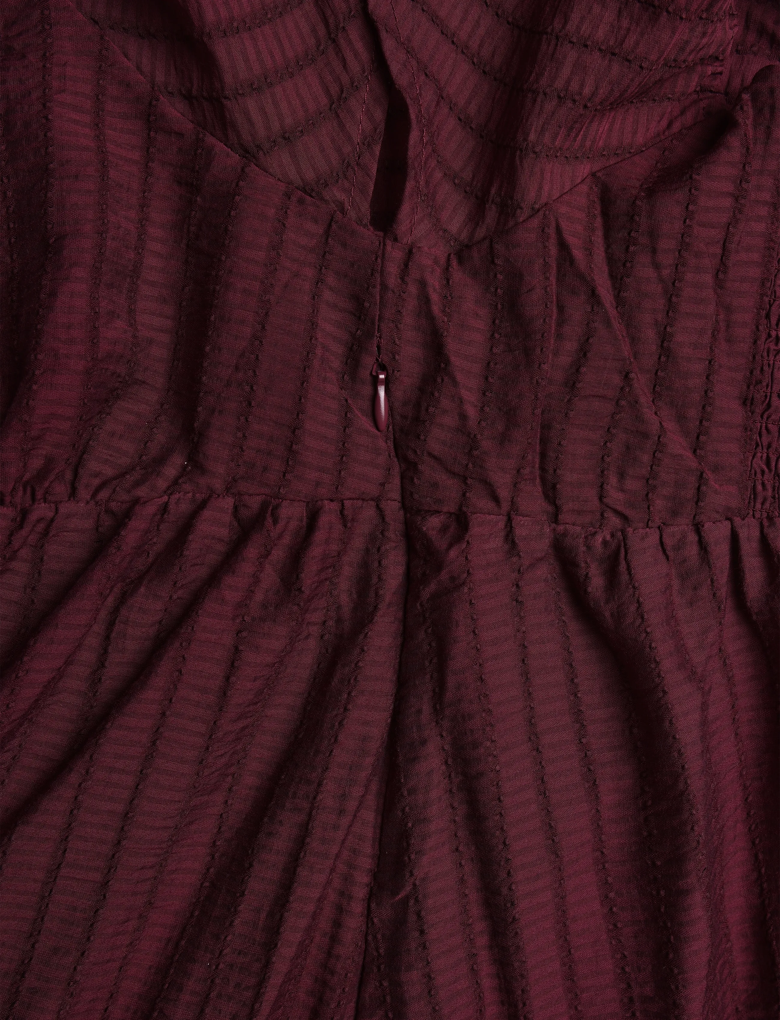 Mango - Textured dress with gathered detail - sommerkjoler - dark red - 5