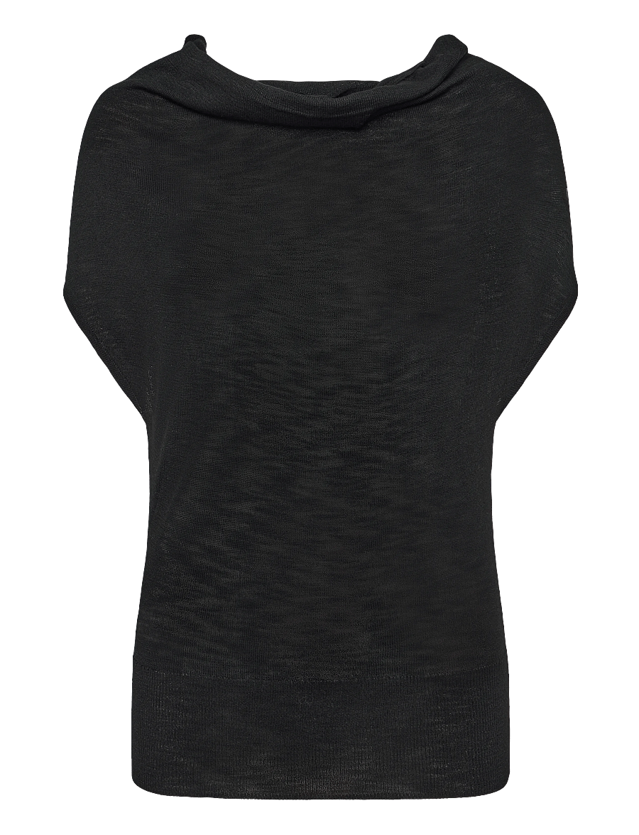 Mango - Knitted sweater with draped neck - stickade tröjor - black - 1