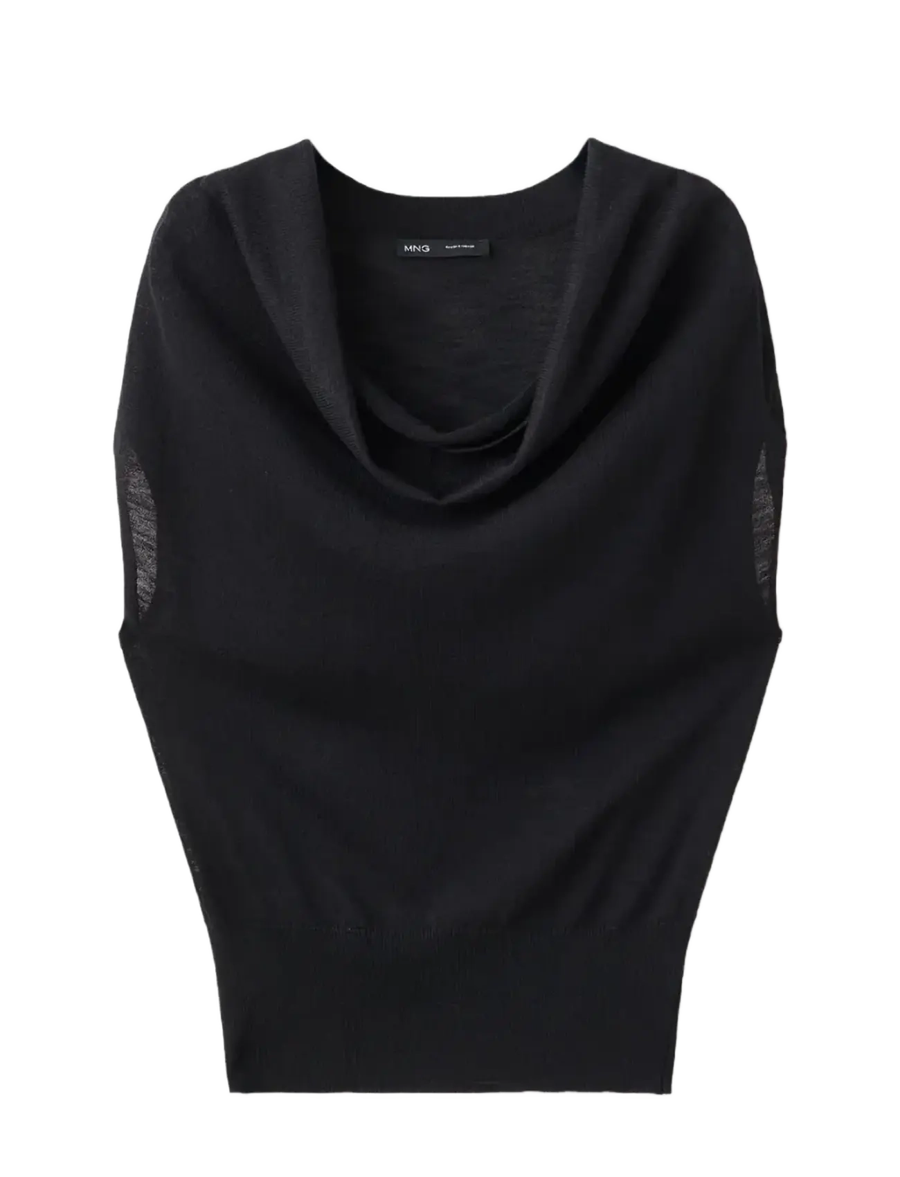 Mango Knitted sweater with draped neck - Striktrøjer - BLACK / black