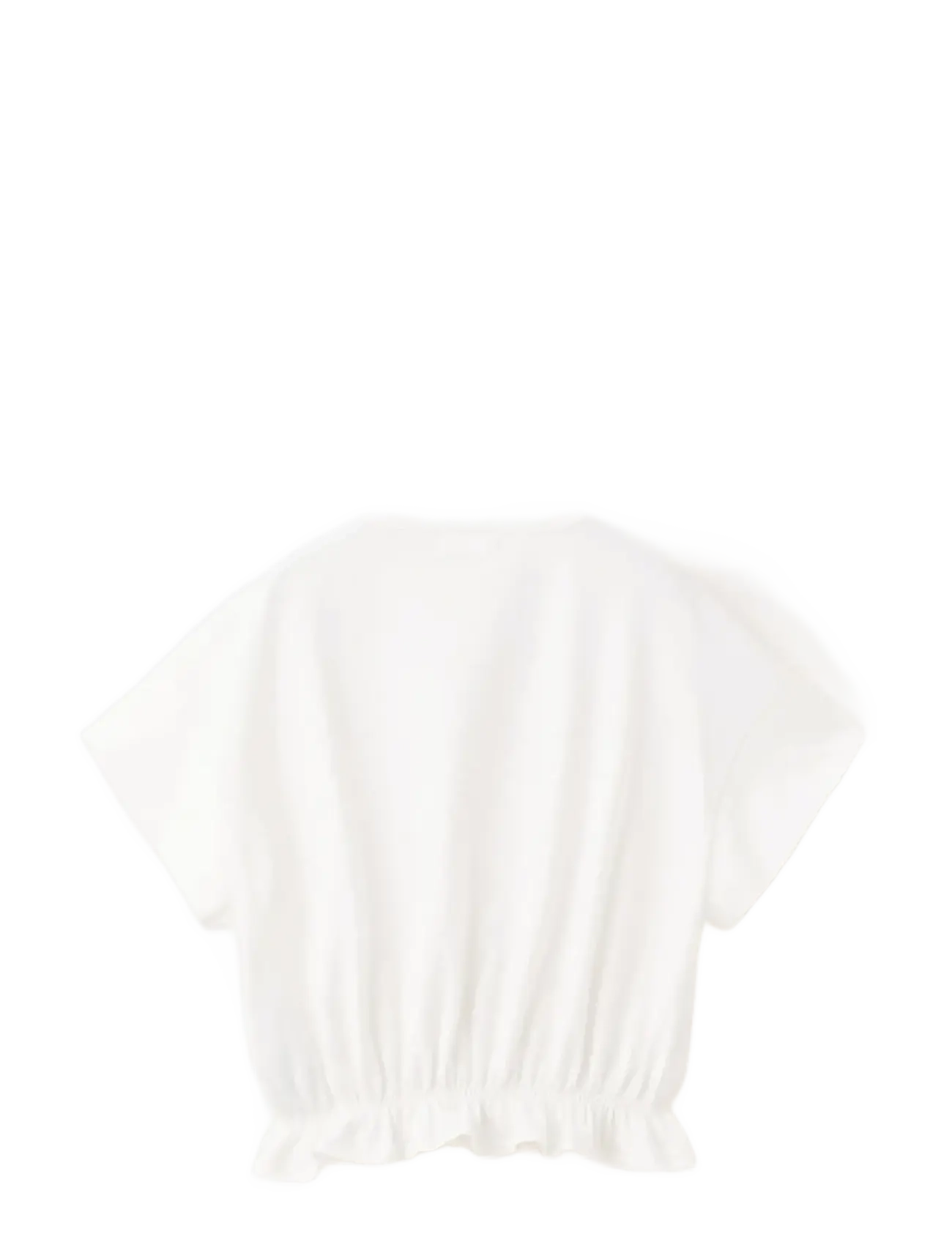 Mango - Cotton ruched hem T-shirt - lyhythihaiset t-paidat - natural white - 1