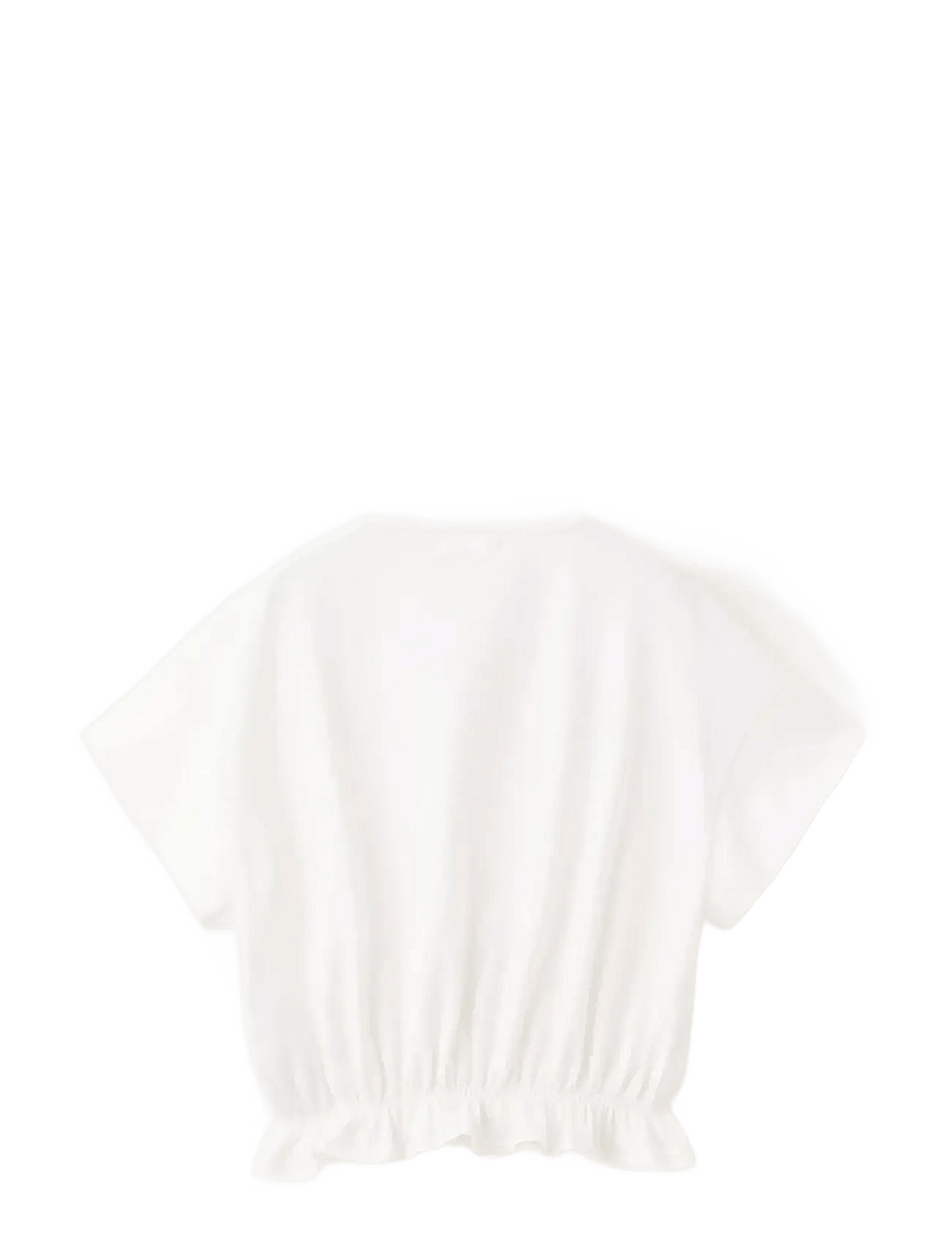 Mango - Cotton ruched hem T-shirt - kurzärmelige - natural white - 1