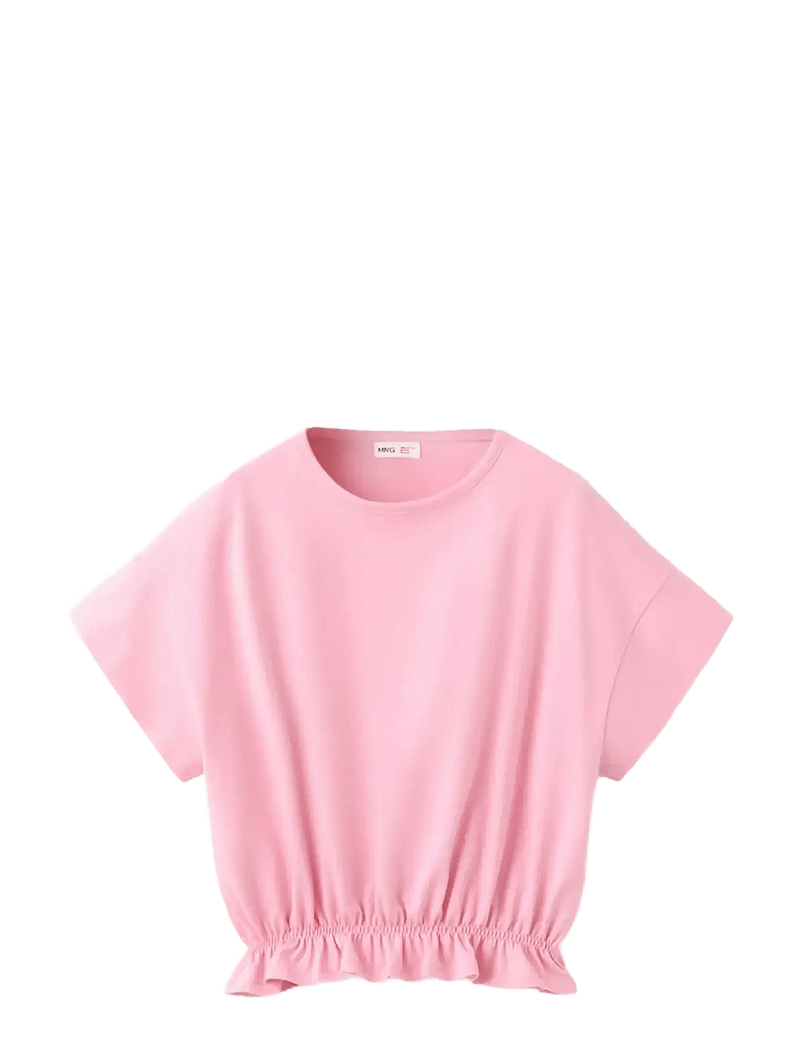 Mango - Cotton ruched hem T-shirt - kurzärmelige - pink - 0
