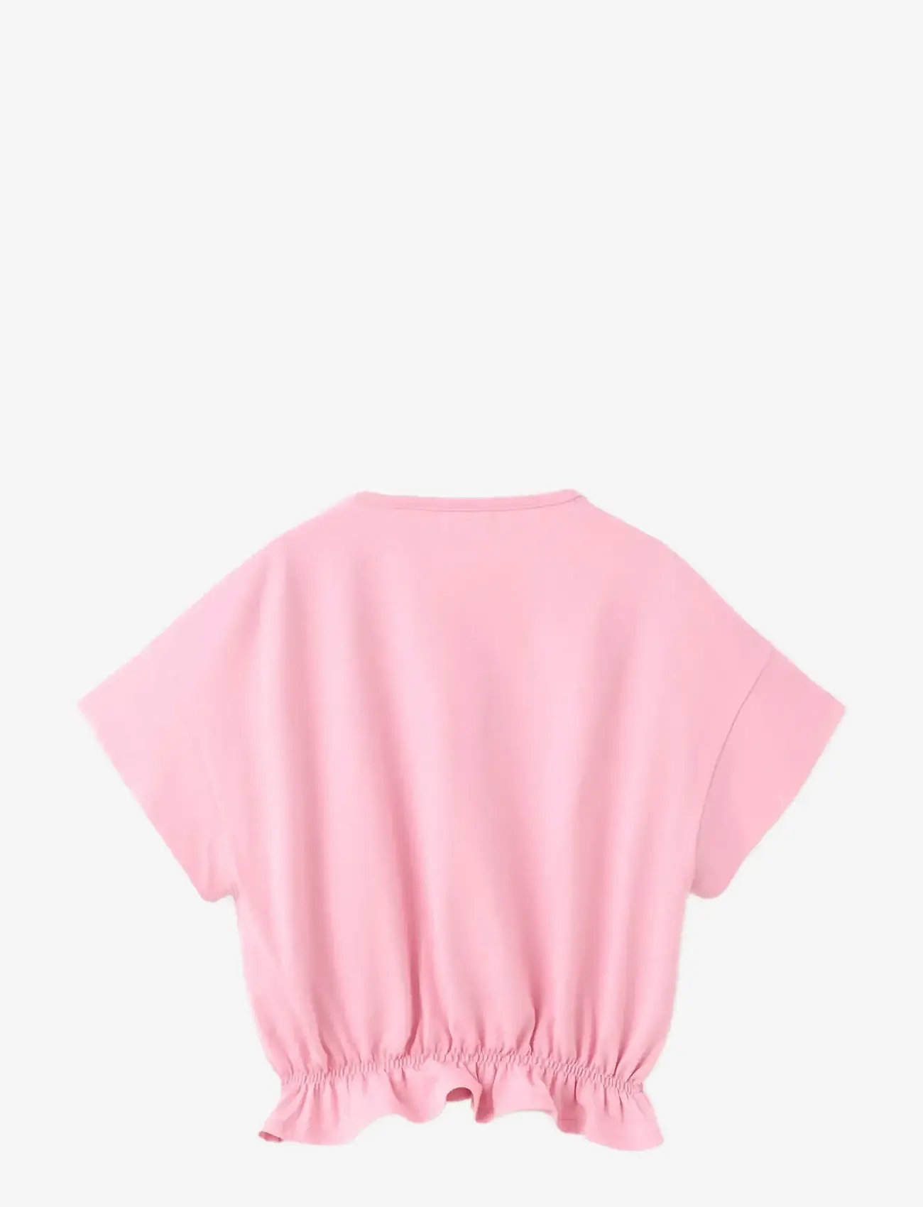 Mango - Cotton ruched hem T-shirt - kortærmede t-shirts - pink - 1