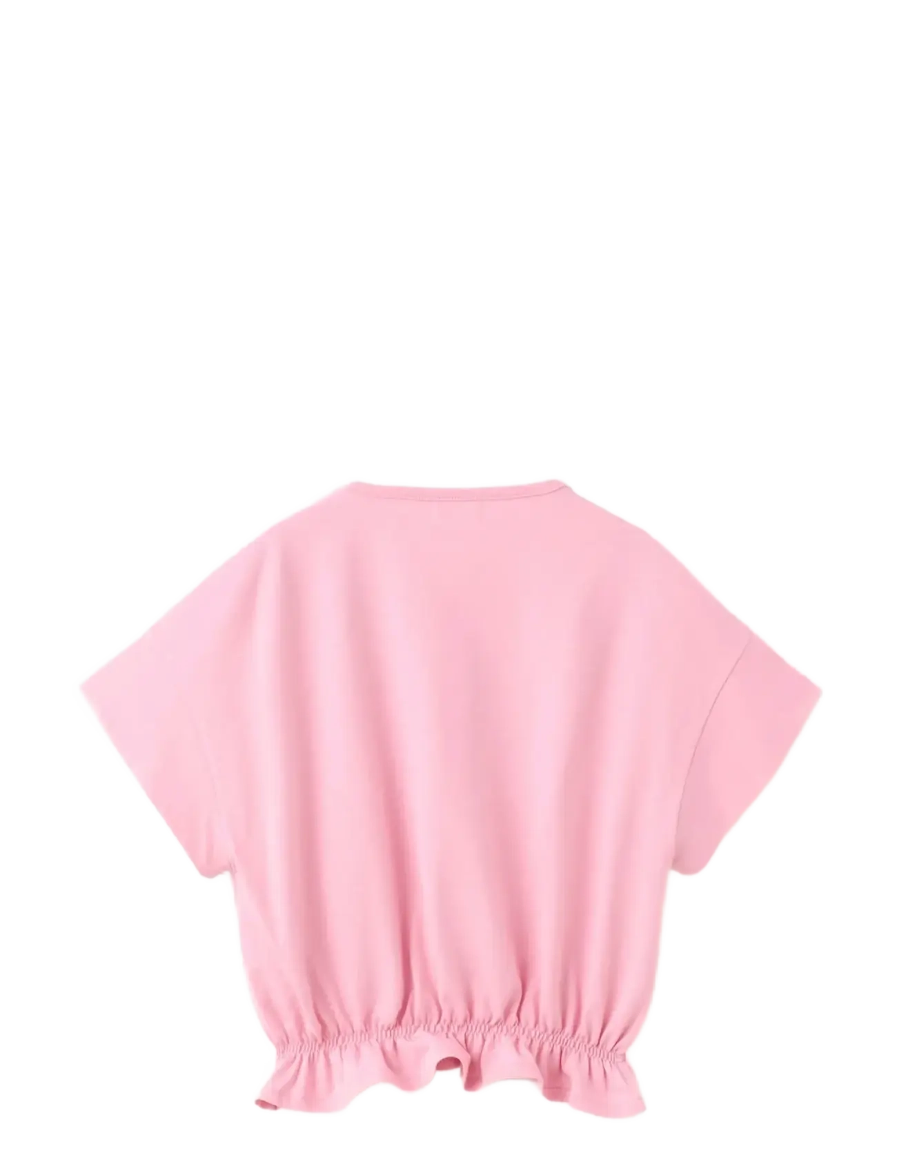 Mango - Cotton ruched hem T-shirt - lyhythihaiset t-paidat - pink - 1