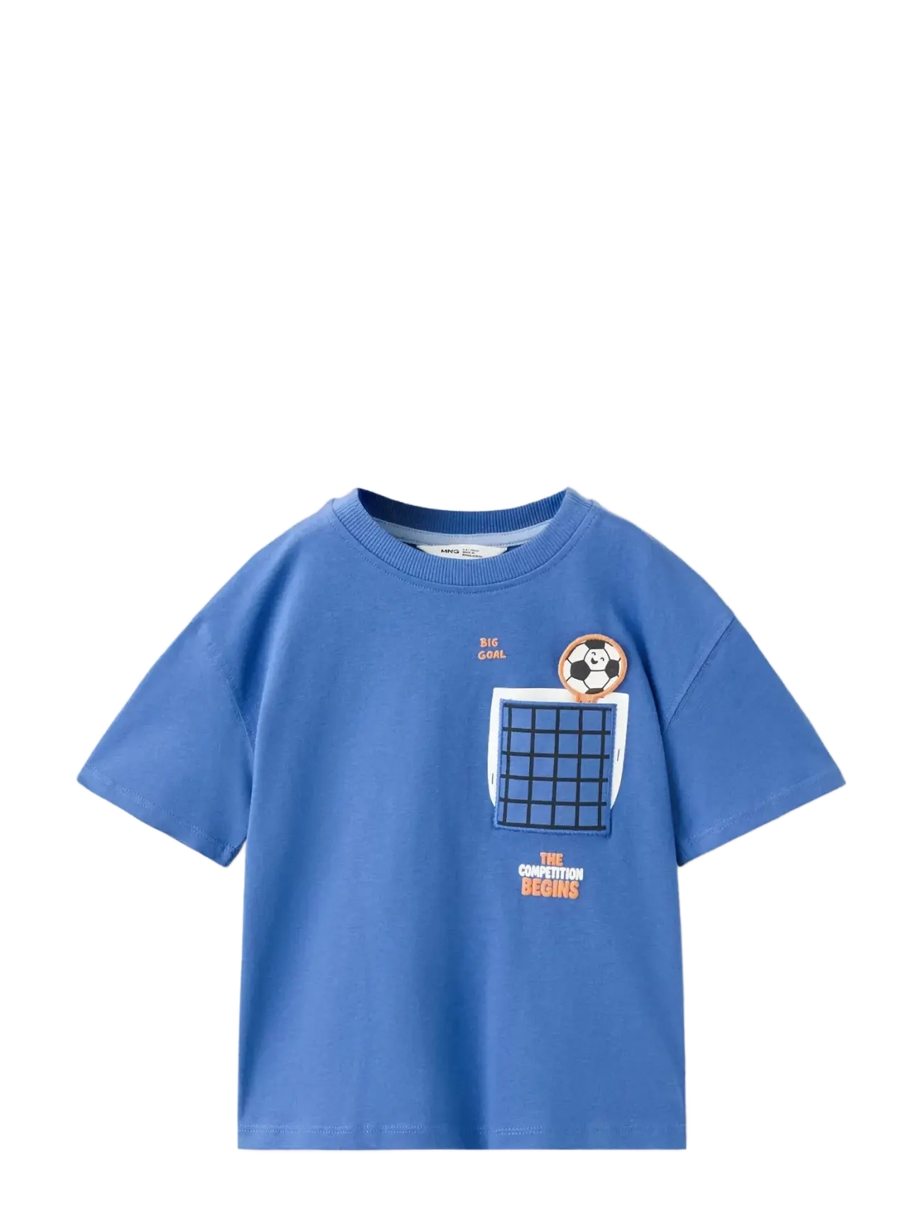 Mango Printed Football T-Shirt, Børn, Trykt Fodbold T-shirt, Blå, Str: 104