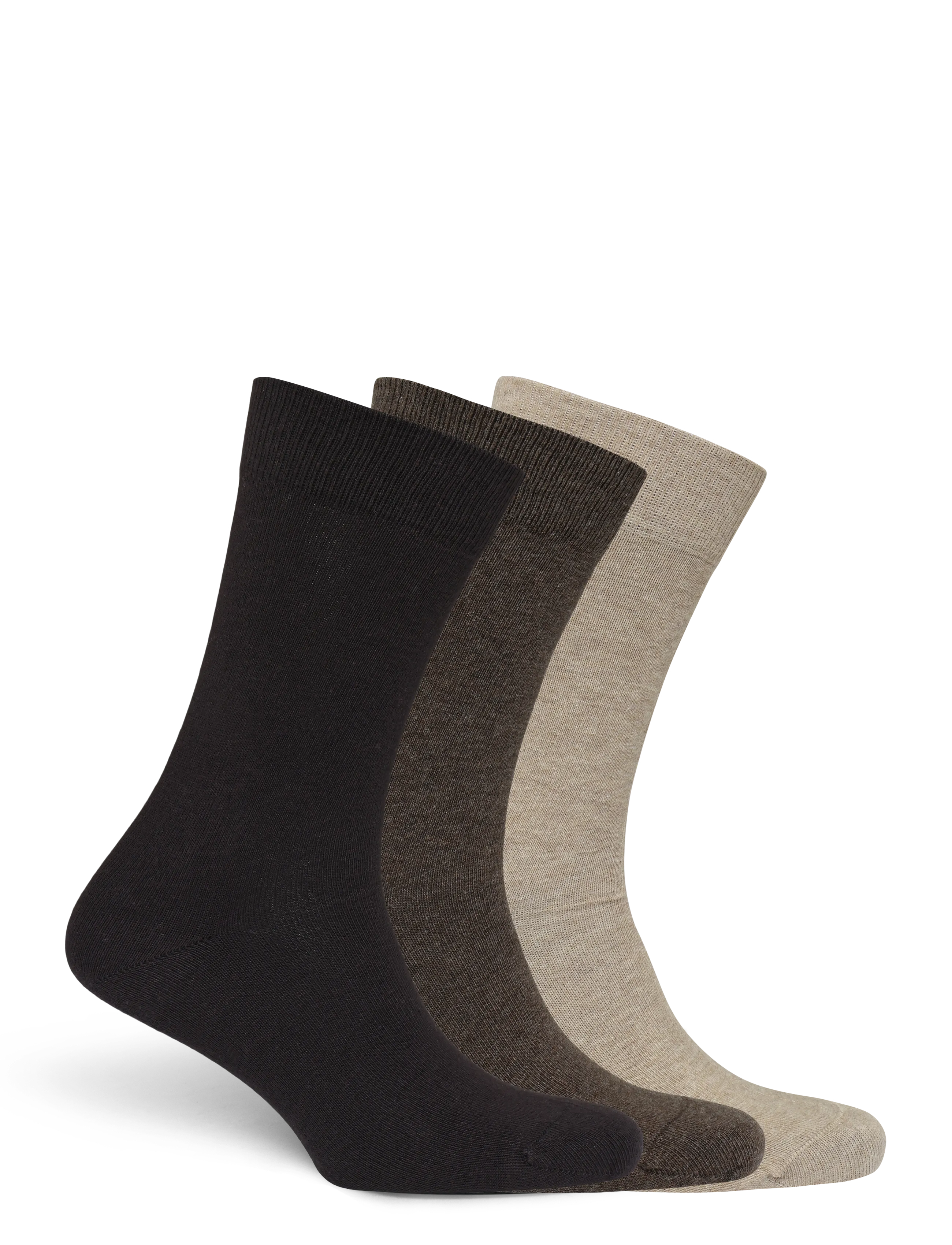 Mango - 3-pack long cotton socks - brown - 1