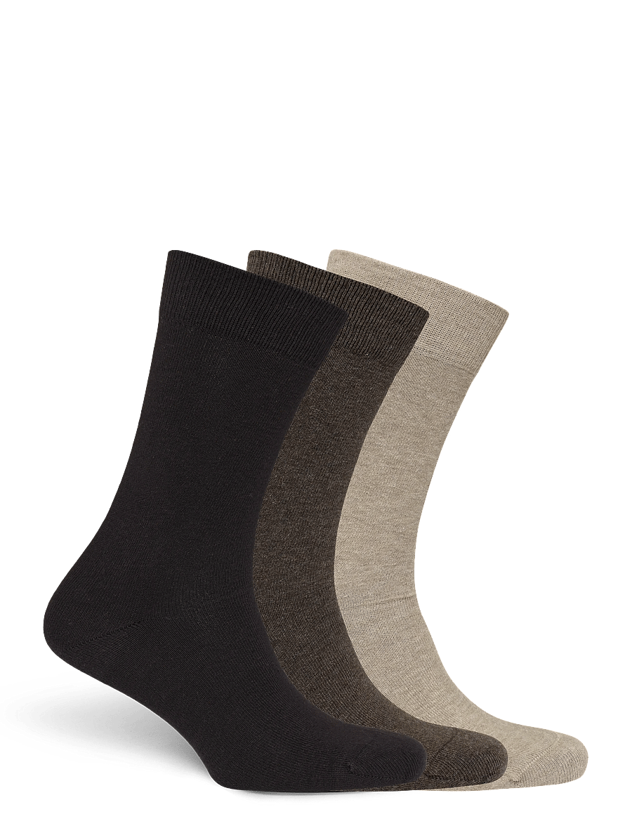 Mango - 3-pack long cotton socks - vanliga strumpor - brown - 1