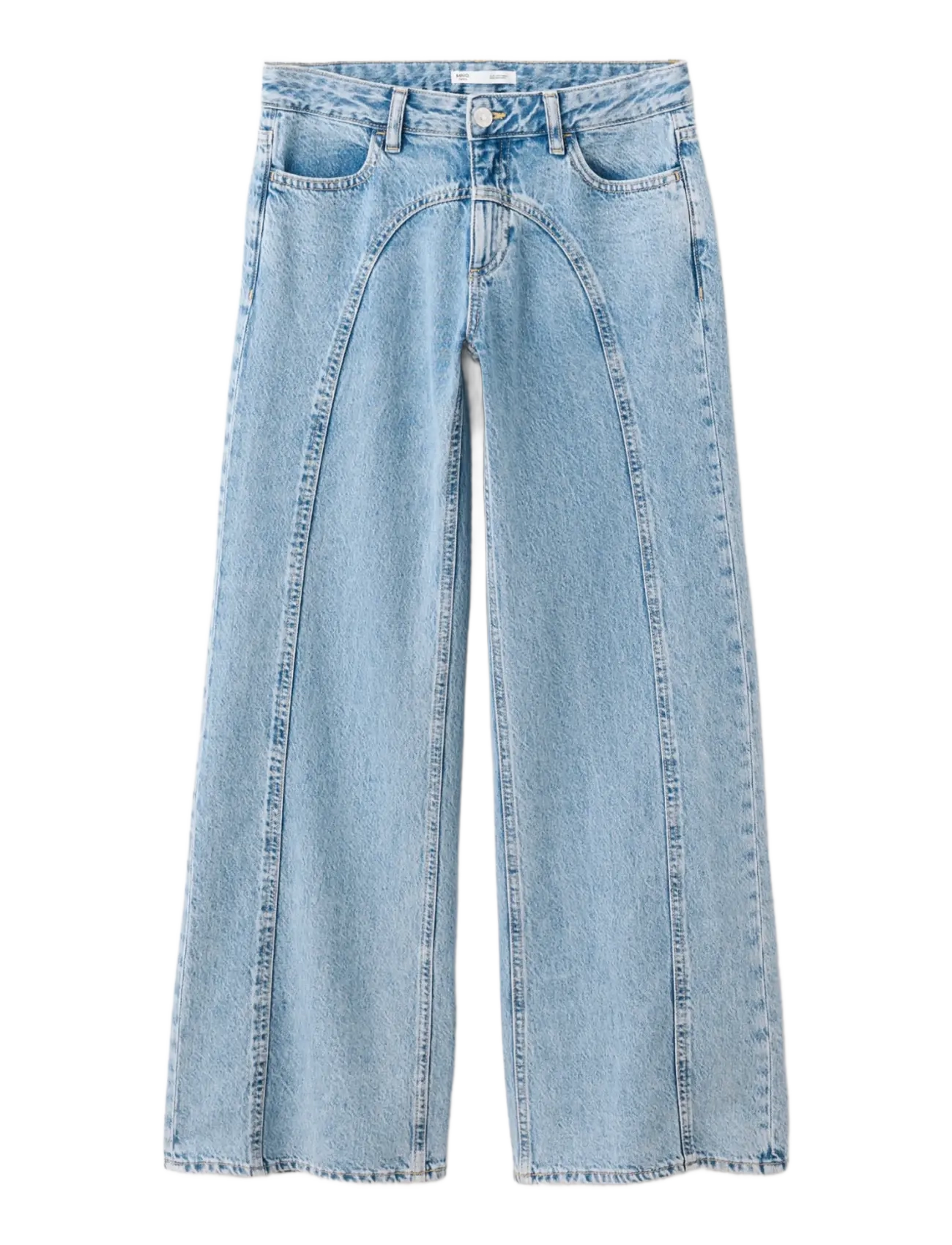 Mango - Low-waist wide-leg jeans - open blue - 1