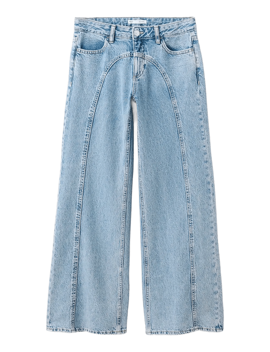 Mango - Low-waist wide-leg jeans - open blue - 1