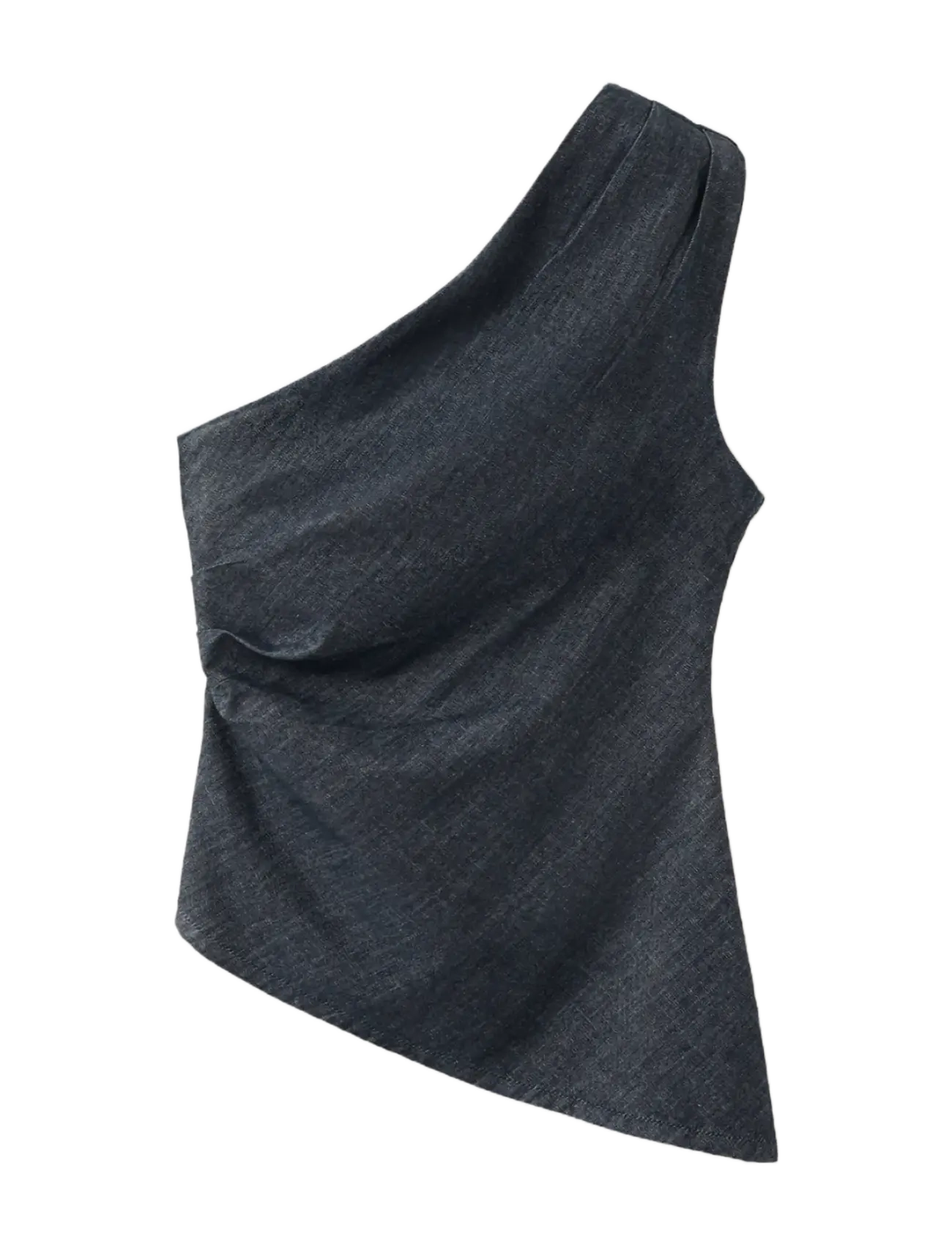 Mango Asymmetric neckline cotton top - Tøj - OPEN BLUE / navy