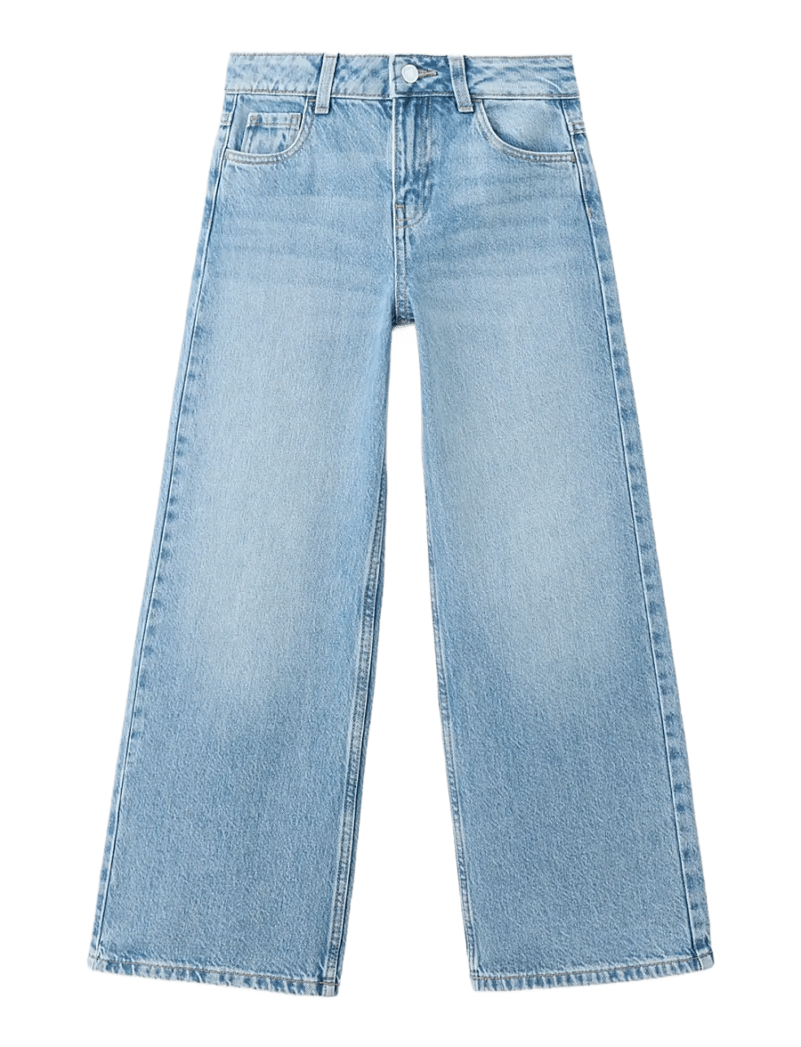 Mango - Wide leg mid-rise jeans - loose jeans - open blue - 0