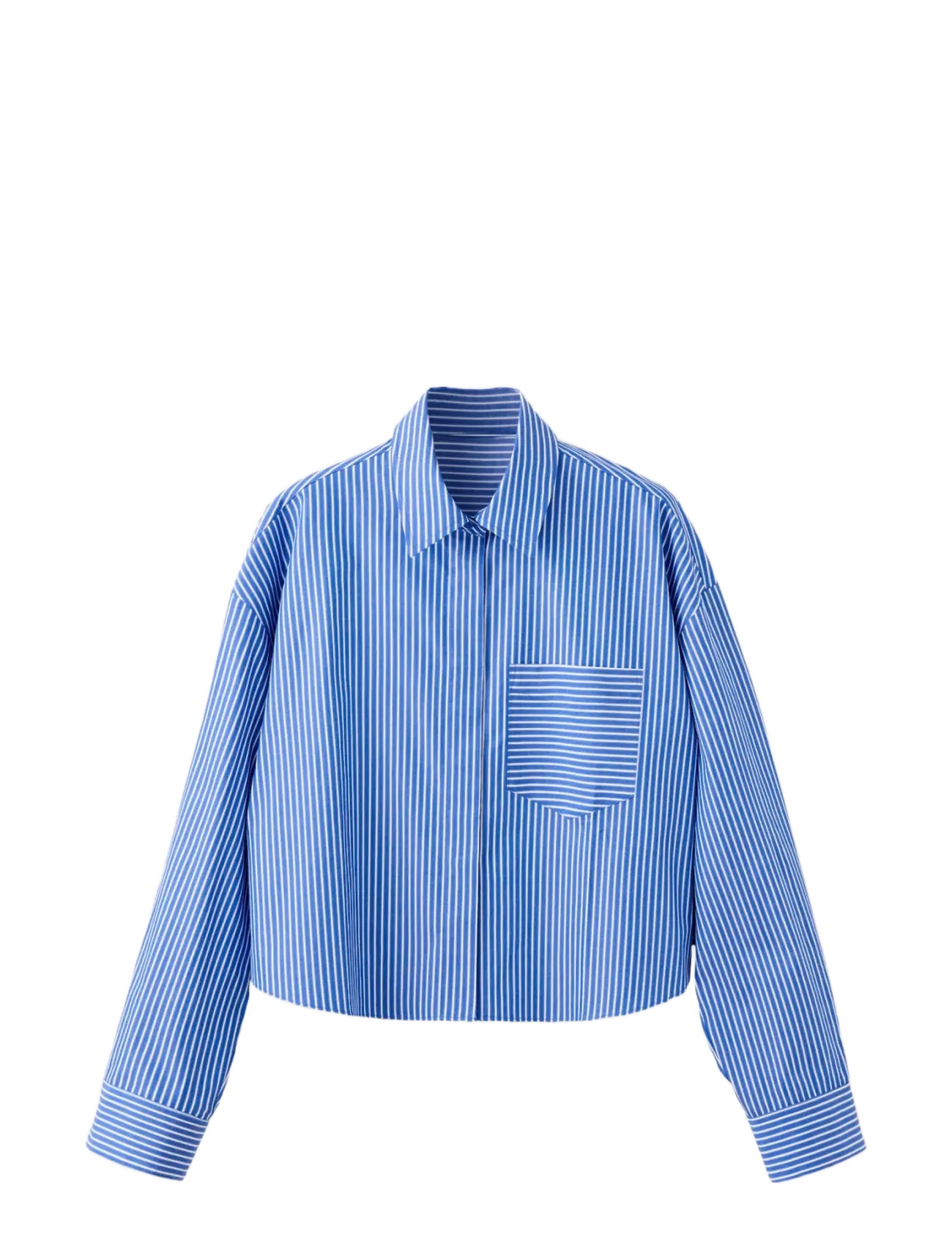 Mango Pocket striped shirt - Crop Tops - MEDIUM BLUE / blue