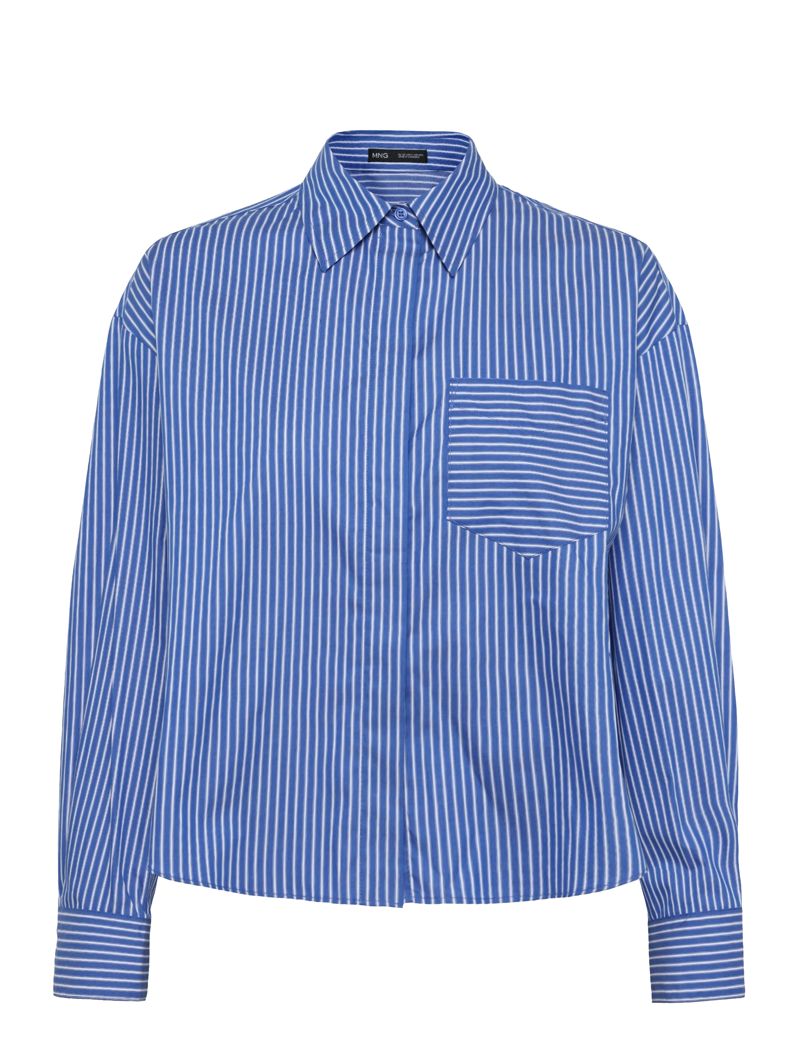 Mango Pocket striped shirt - Crop tops - MEDIUM BLUE / blue