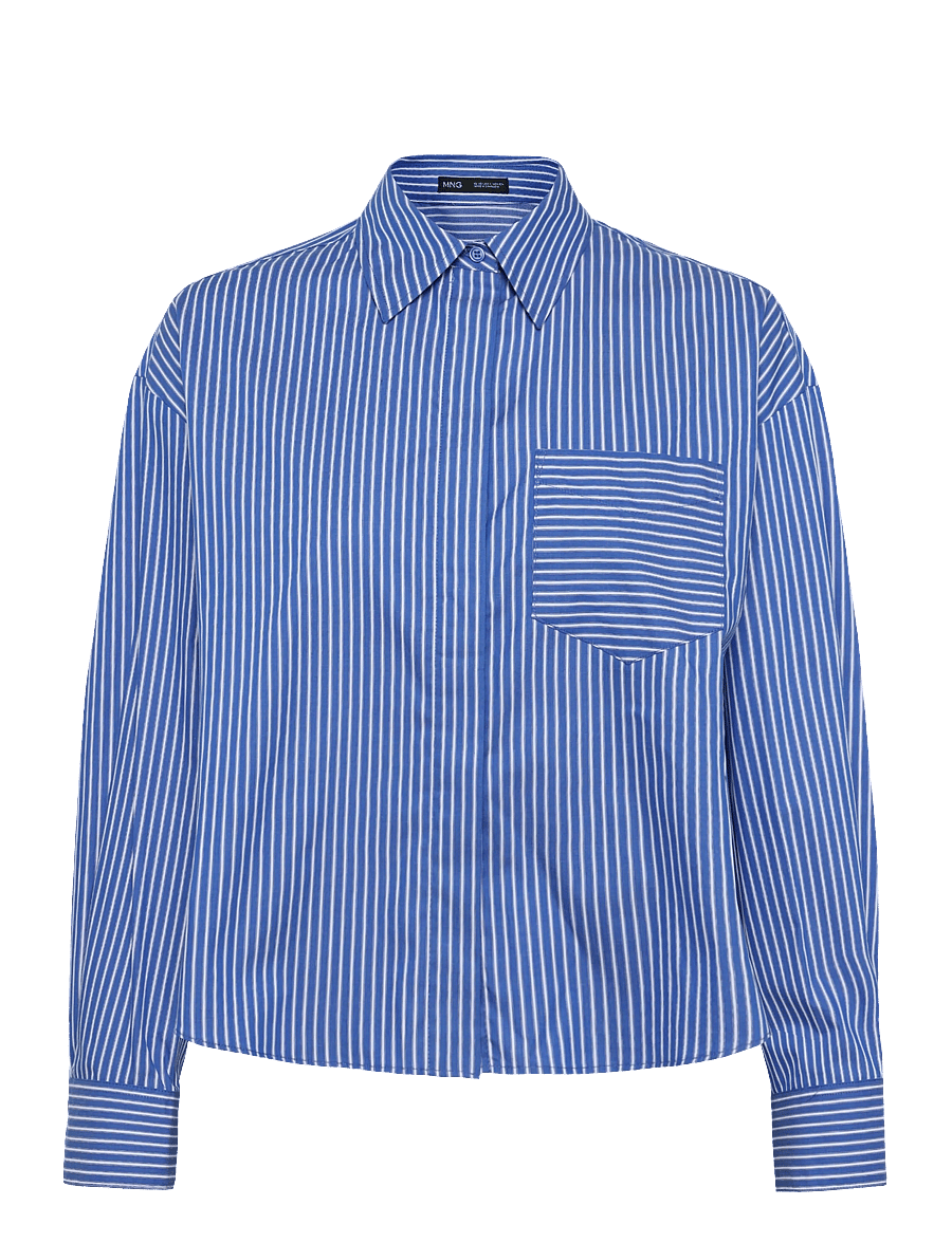 Mango - Pocket striped shirt - langærmede skjorter - medium blue - 1