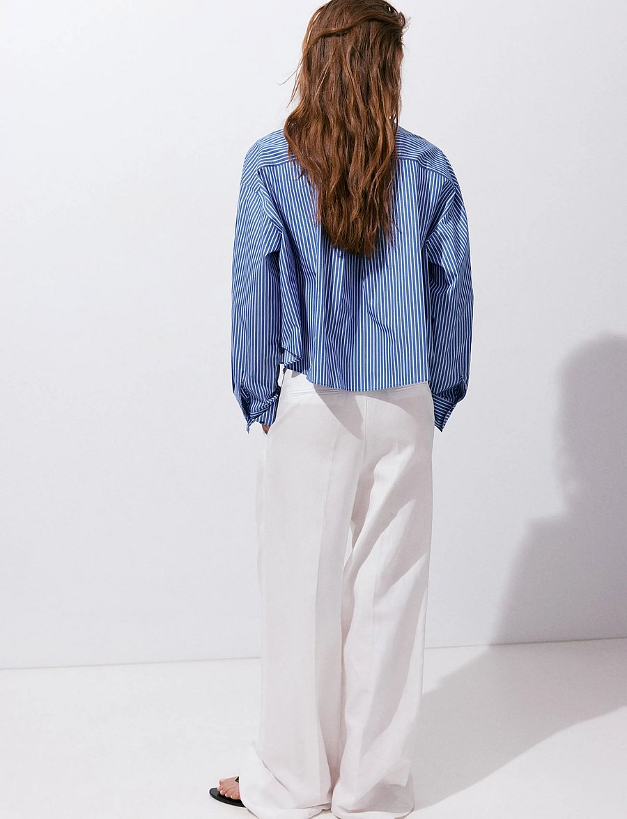 Mango - Pocket striped shirt - långärmade skjortor - medium blue - 2