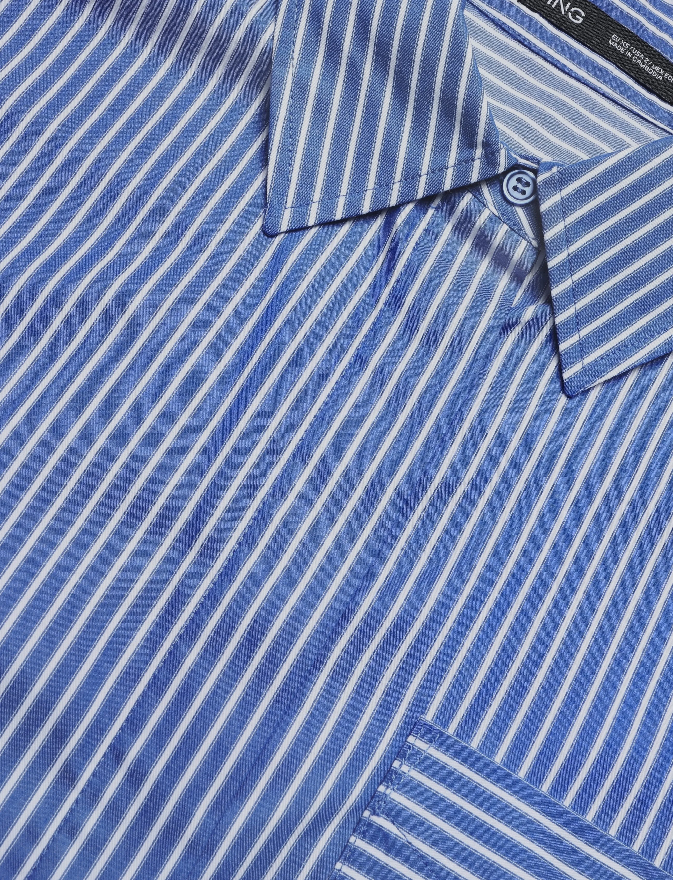 Mango - Pocket striped shirt - langærmede skjorter - medium blue - 4
