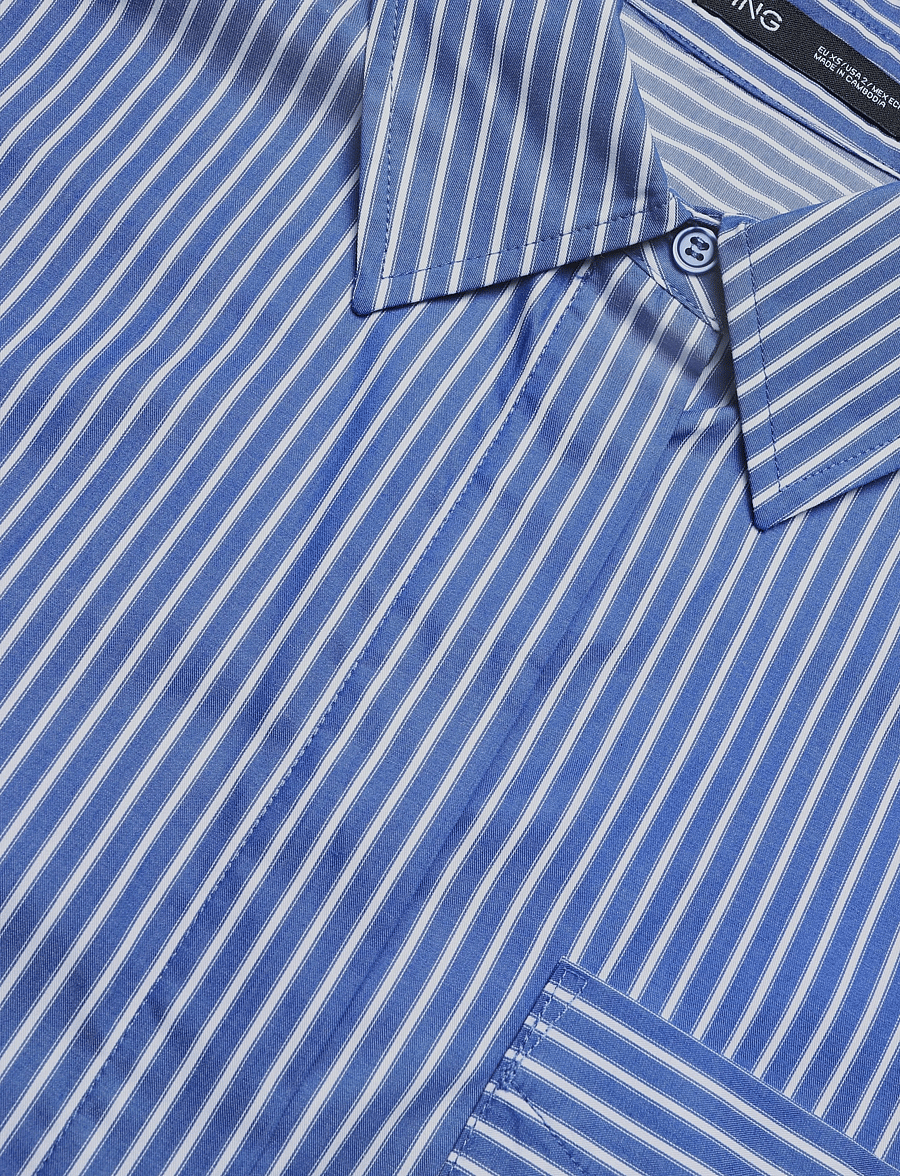 Mango - Pocket striped shirt - langærmede skjorter - medium blue - 4
