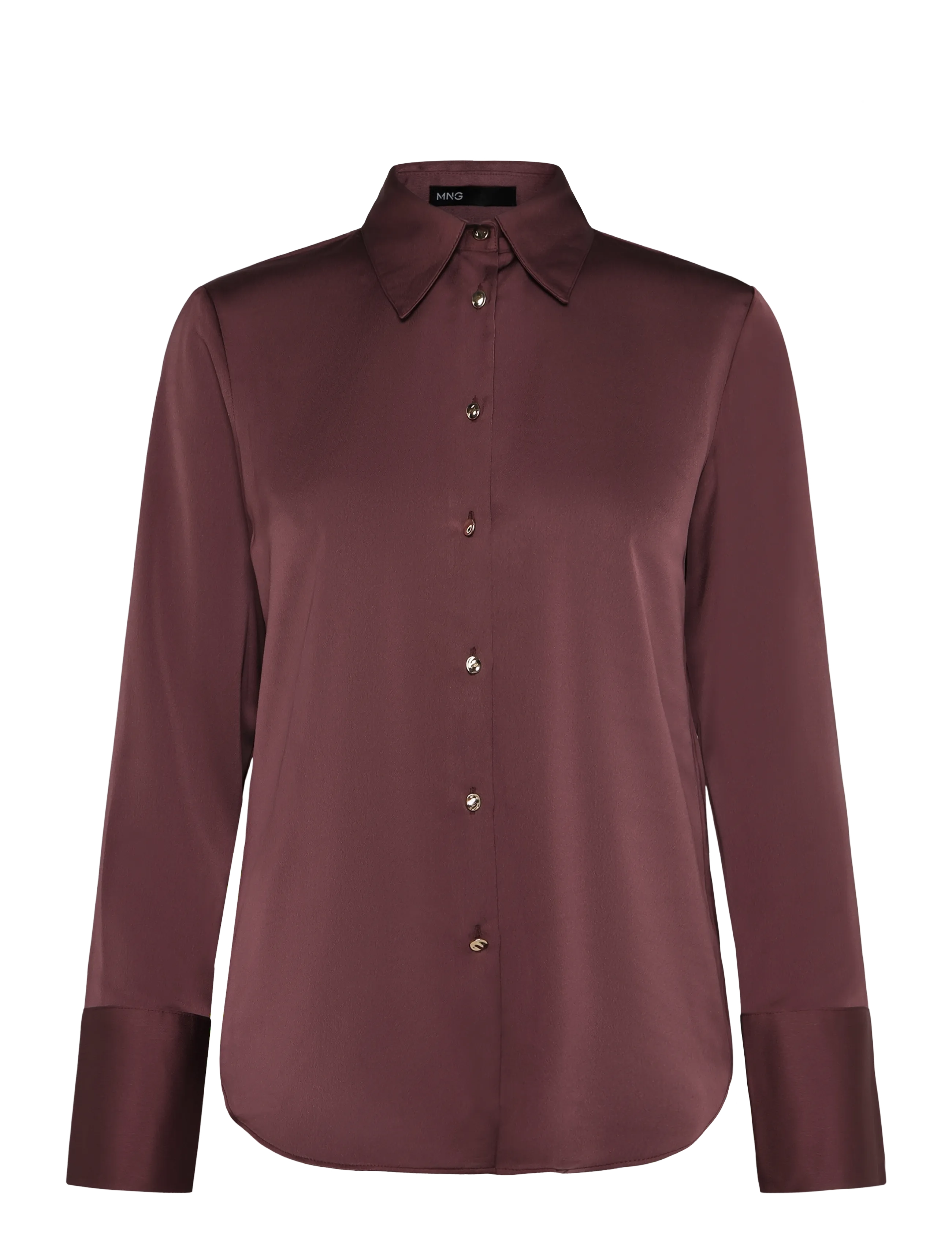 Mango Regular-fit satin shirt - Kläder - DARK PURPLE / purple