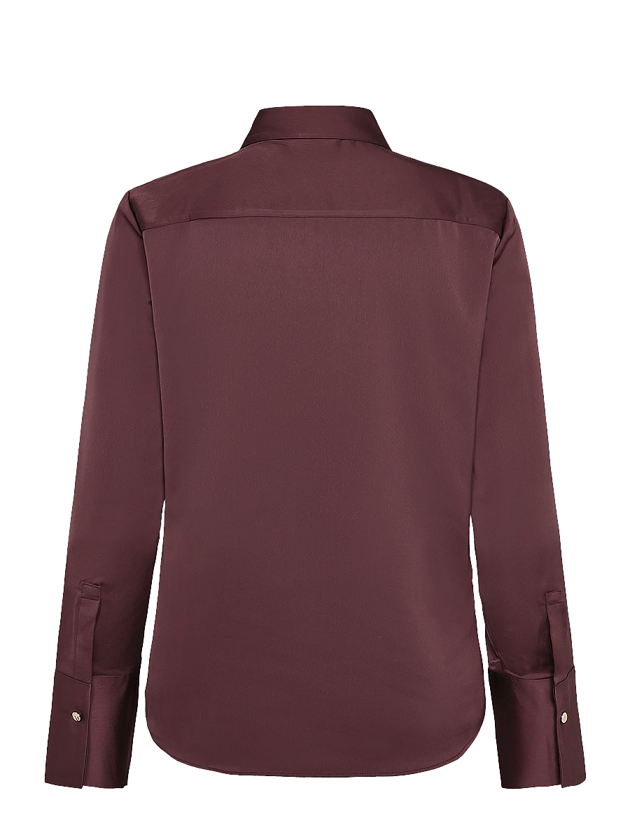 Mango - Satin buttoned shirt - langærmede skjorter - dark purple - 2