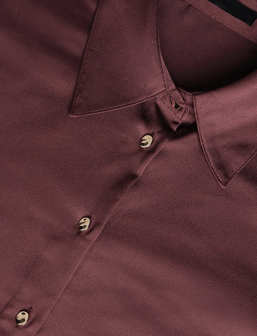 Mango - Satin buttoned shirt - langærmede skjorter - dark purple - 4