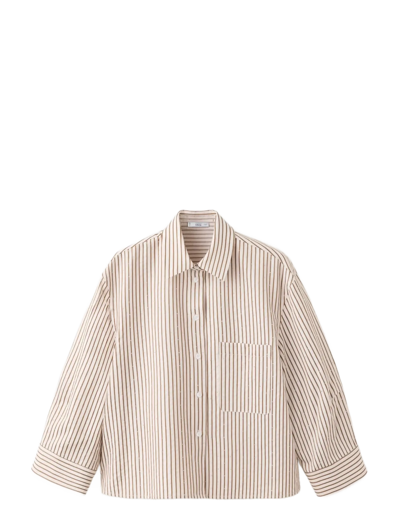 Mango - Striped shirt with strass - brown - 1