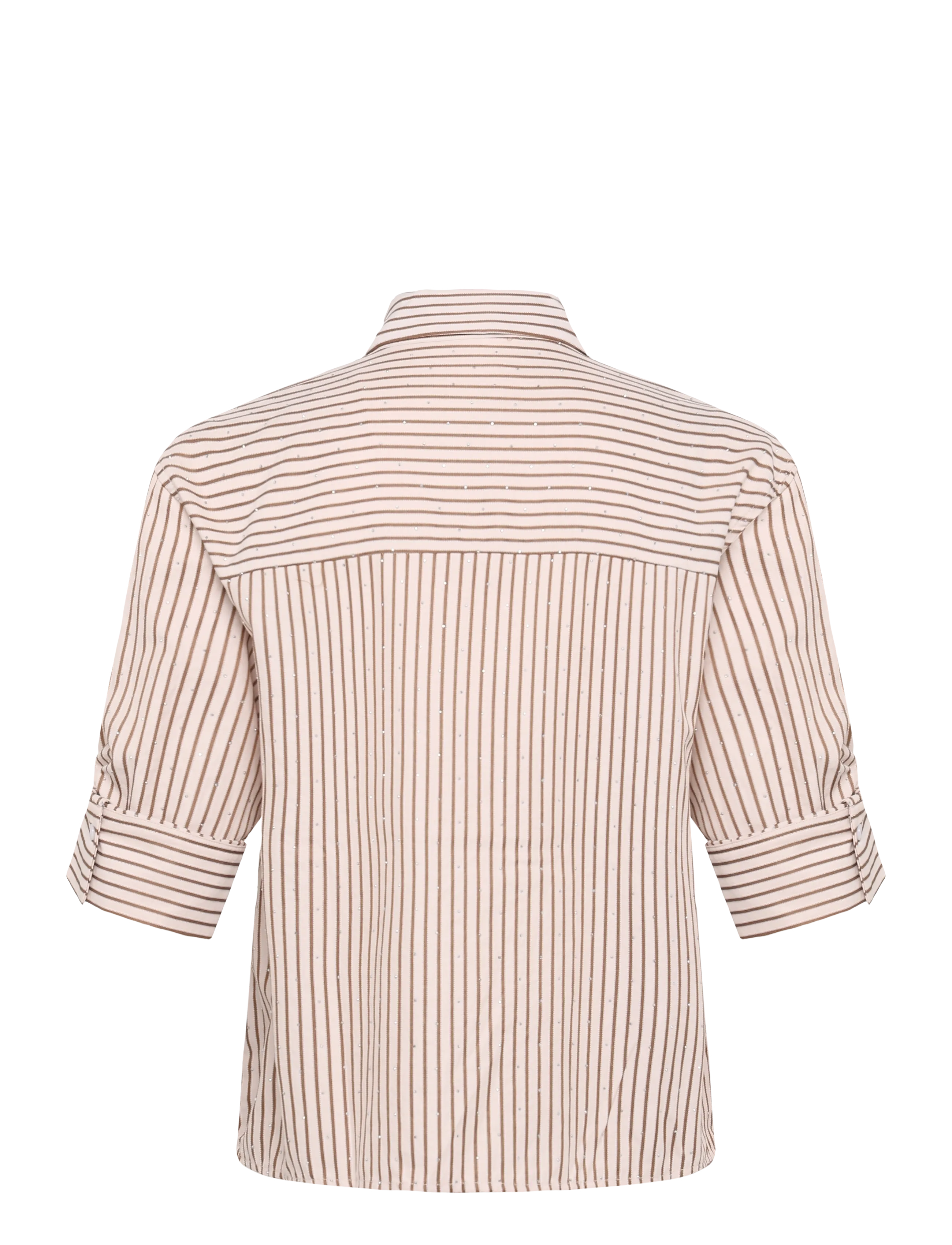 Mango - Striped shirt with strass - långärmade skjortor - brown - 2