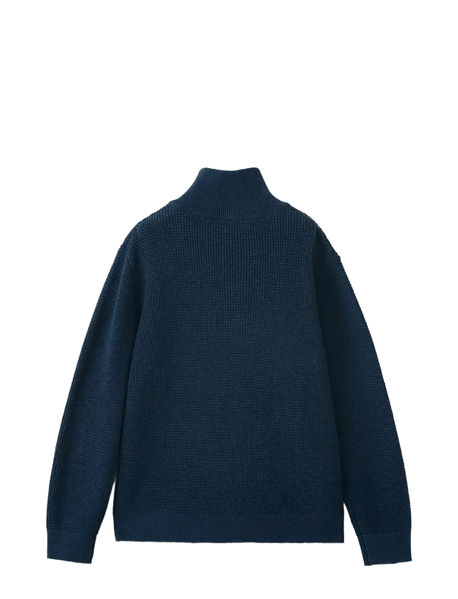 Mango - Knitted sweater with perkins neck - stickade tröjor - medium blue - 1