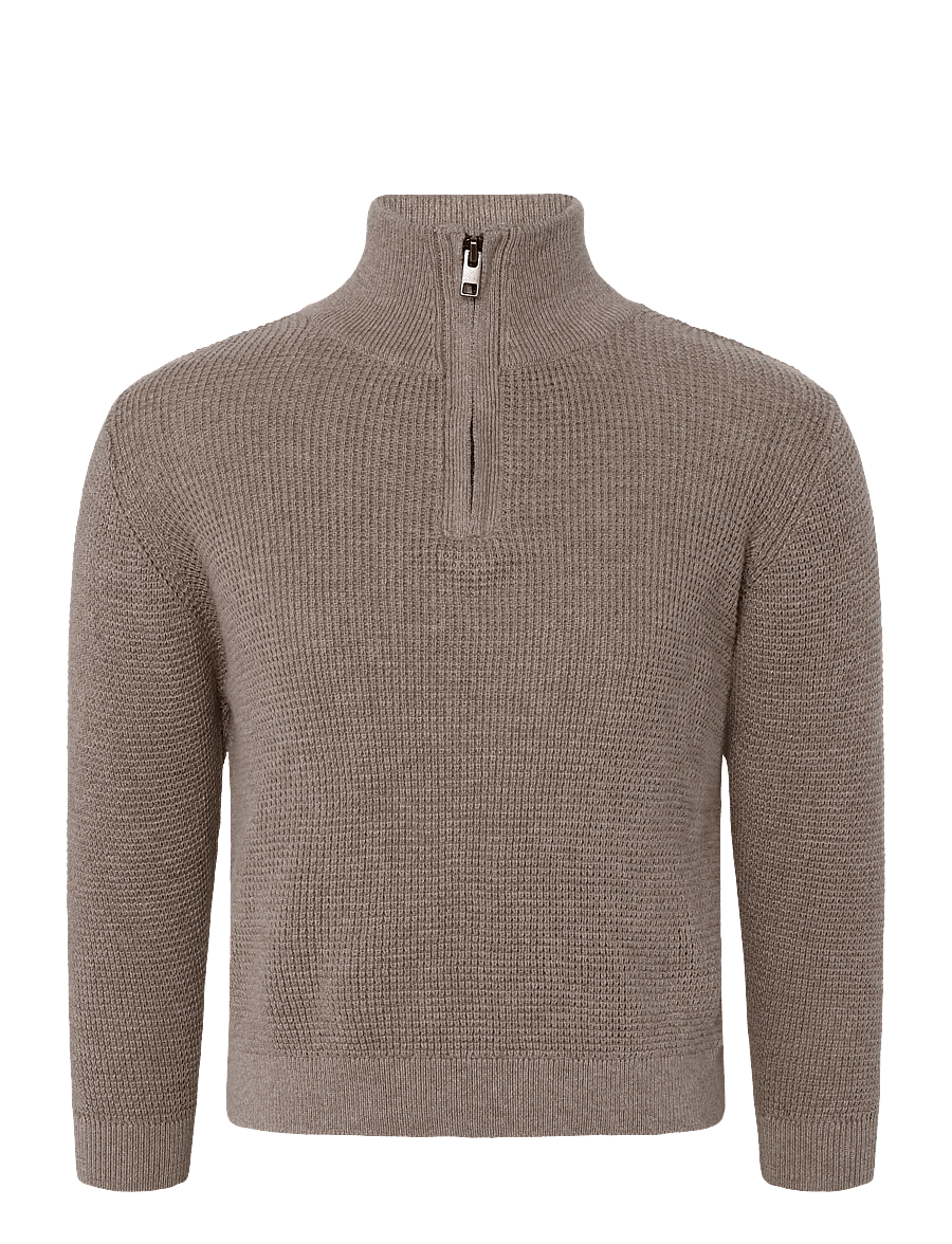 Mango - Knitted sweater with perkins neck - stickade tröjor - medium brown - 1