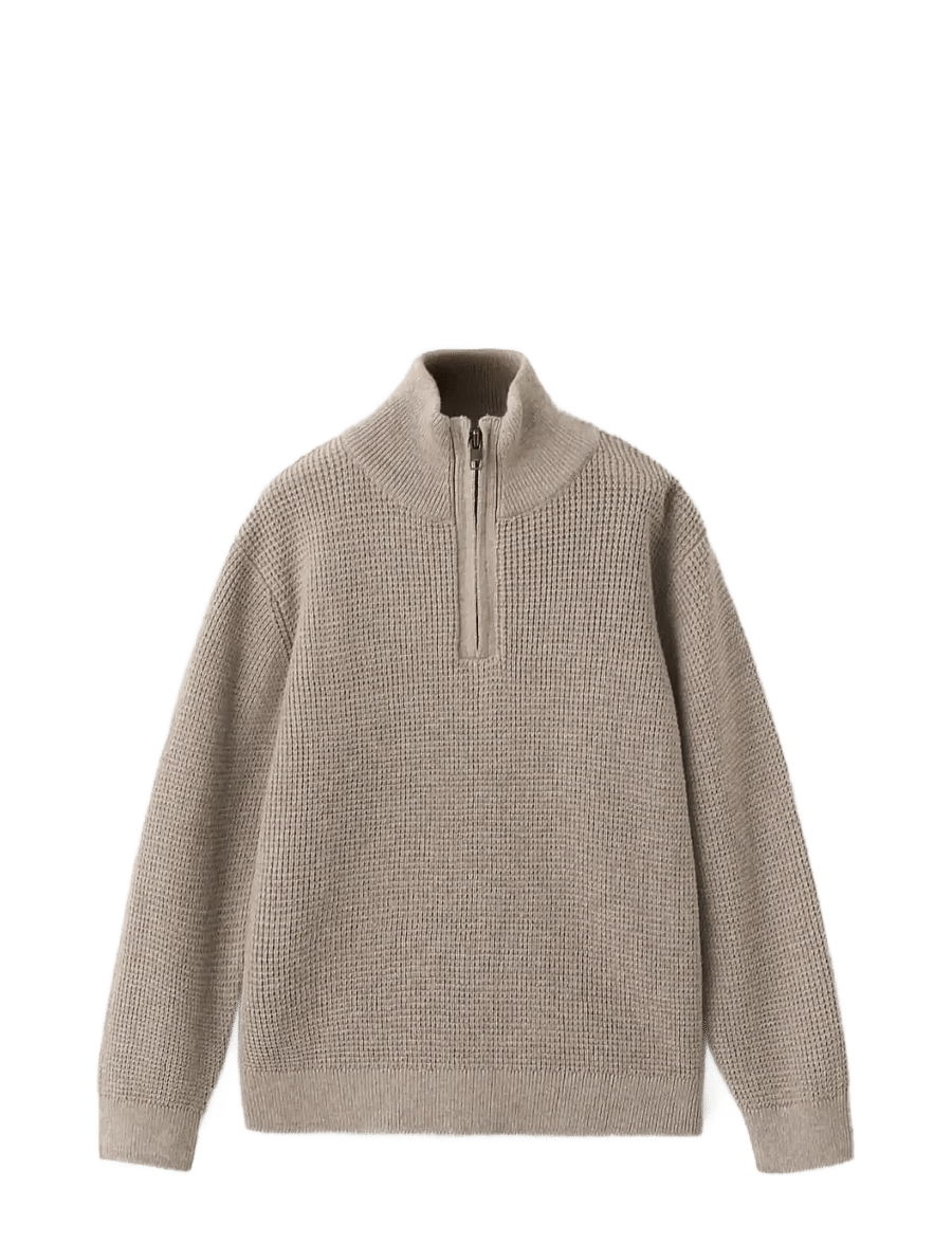 Mango - Knitted sweater with perkins neck - trøjer - medium brown - 1