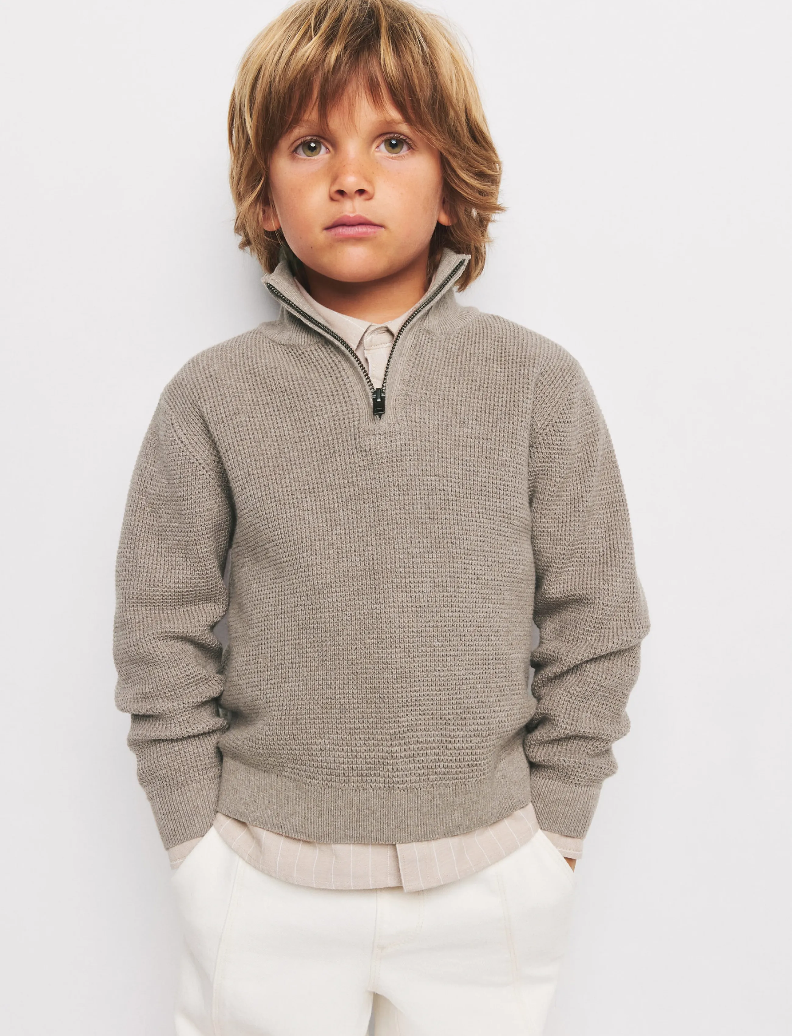 Mango Knitted sweater with perkins neck - Overdele - MEDIUM BROWN / brown