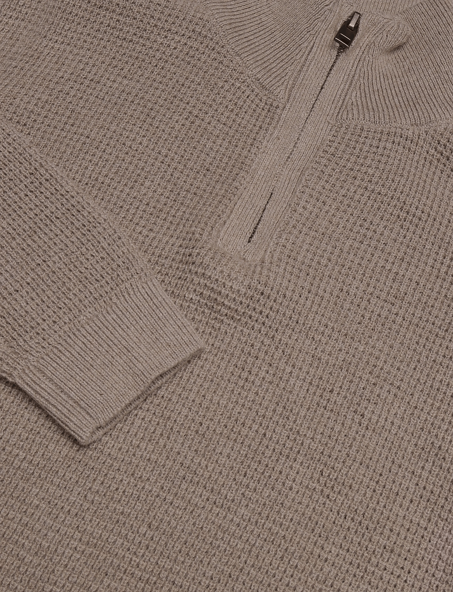 Mango - Knitted sweater with perkins neck - stickade tröjor - medium brown - 3