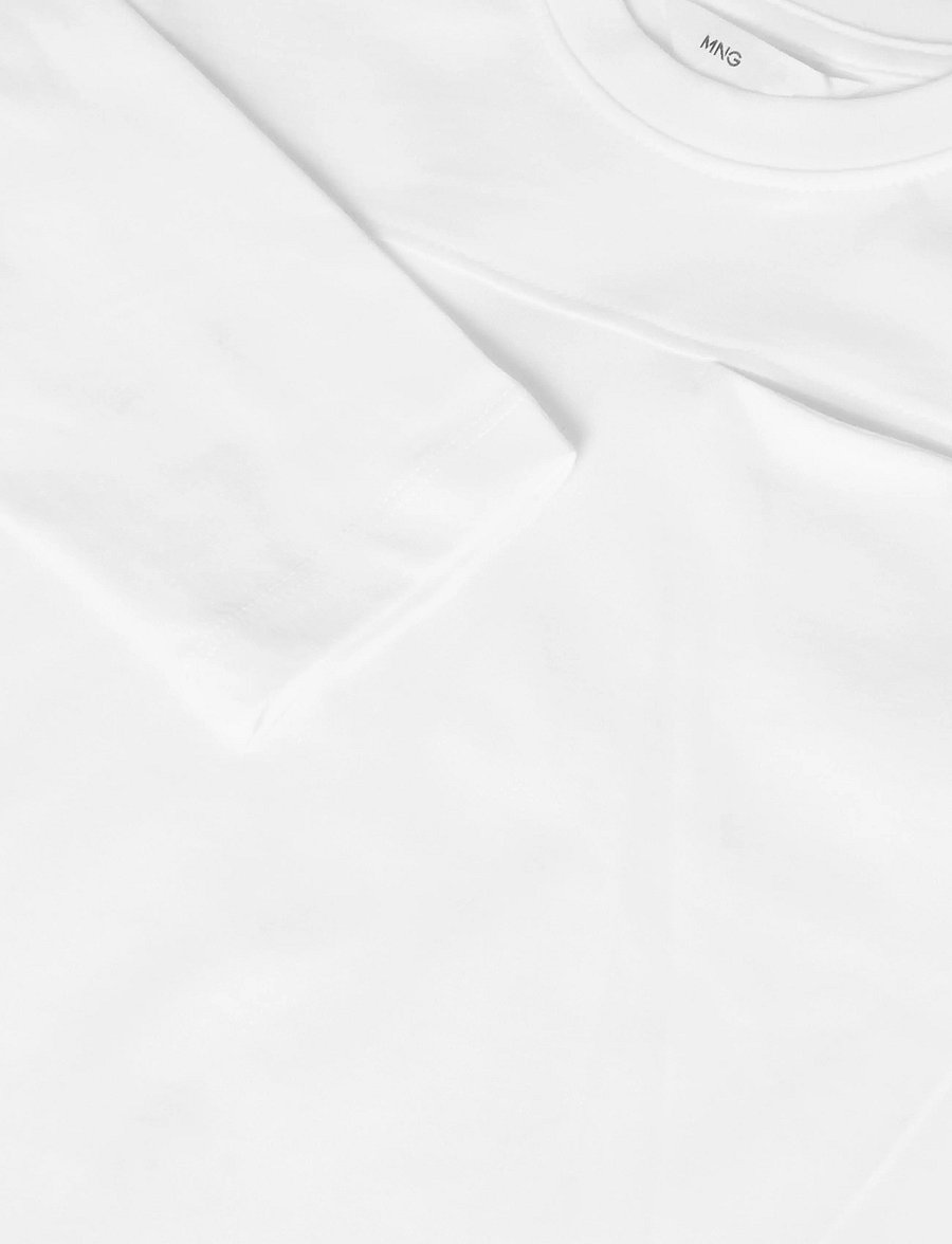 Mango - Pocket cotton T-shirt - långärmade t-shirts - white - 2