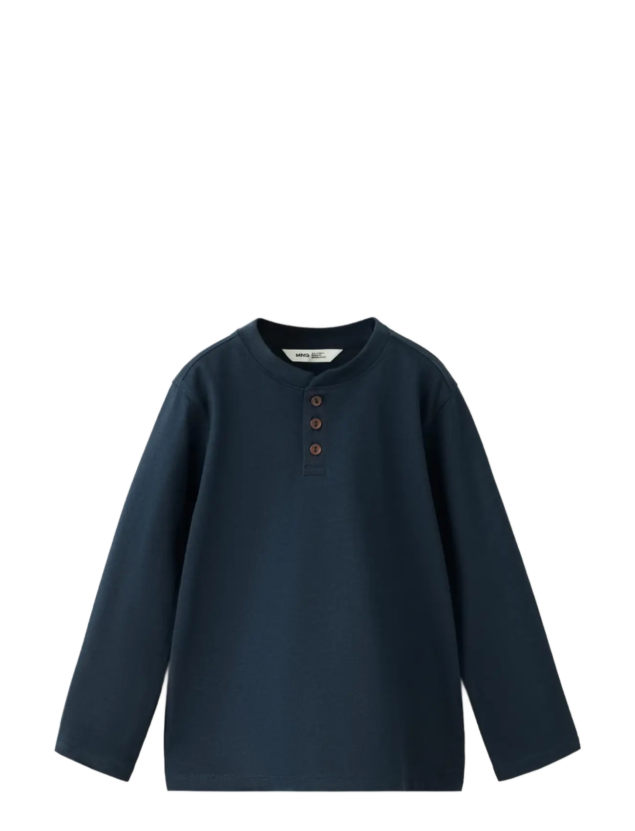 Mango Buttoned Cotton T-Shirt, 18-24M, T-shirts, Marineblau - Long-sleeved Kinder