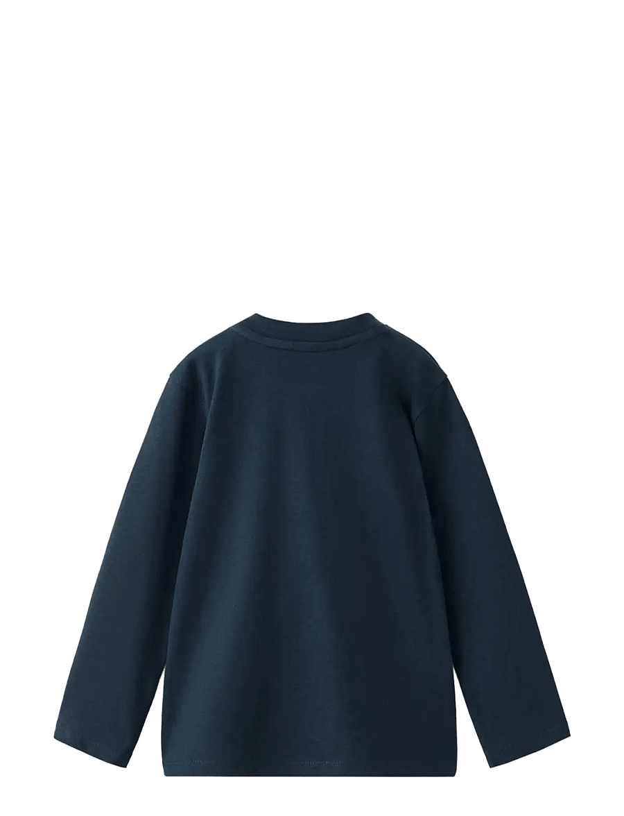 Mango - Buttoned cotton T-shirt - langærmede t-shirts - navy - 1