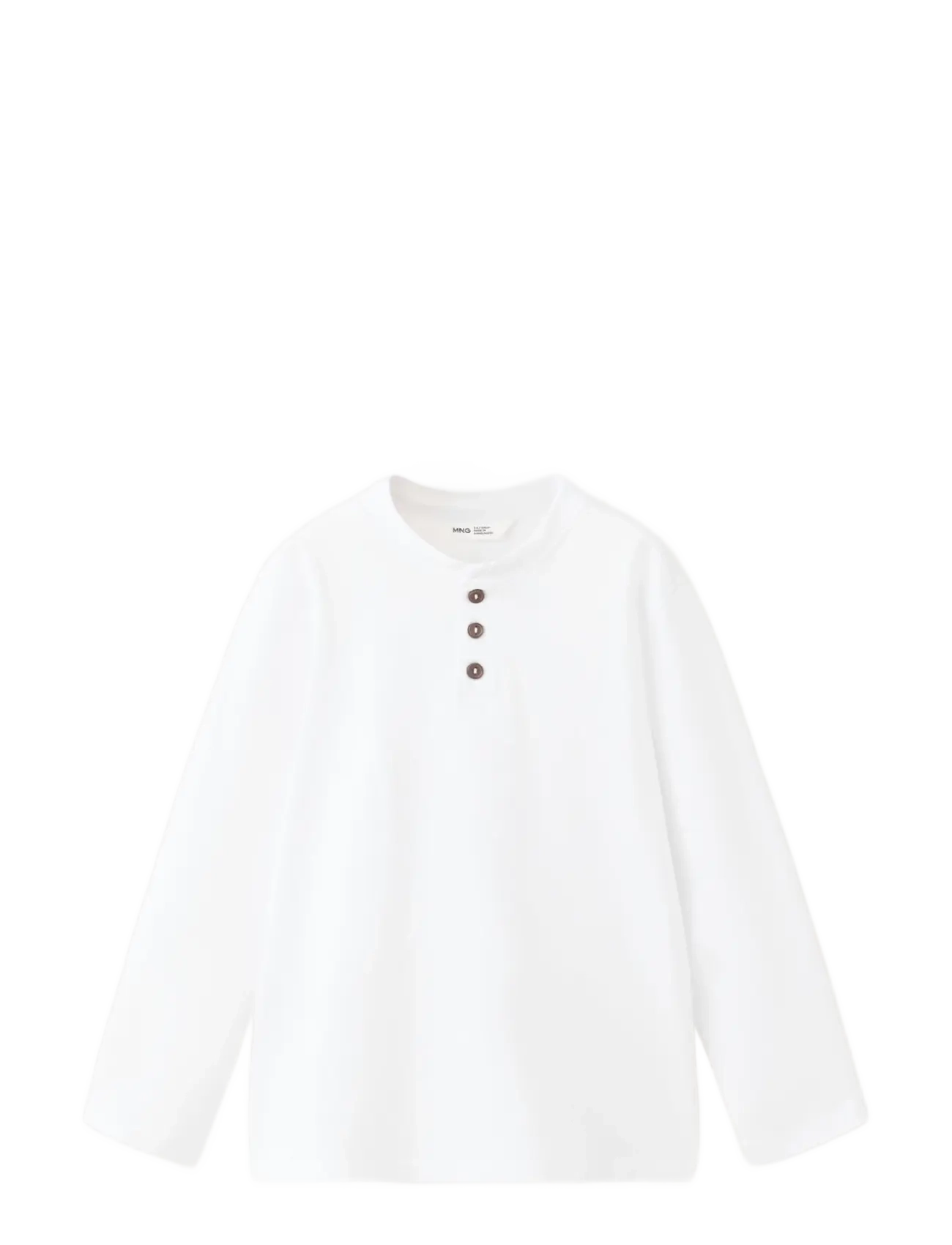 Mango Buttoned Cotton T-Shirt, 18-24M, T-shirts, Weiß - Long-sleeved Kinder