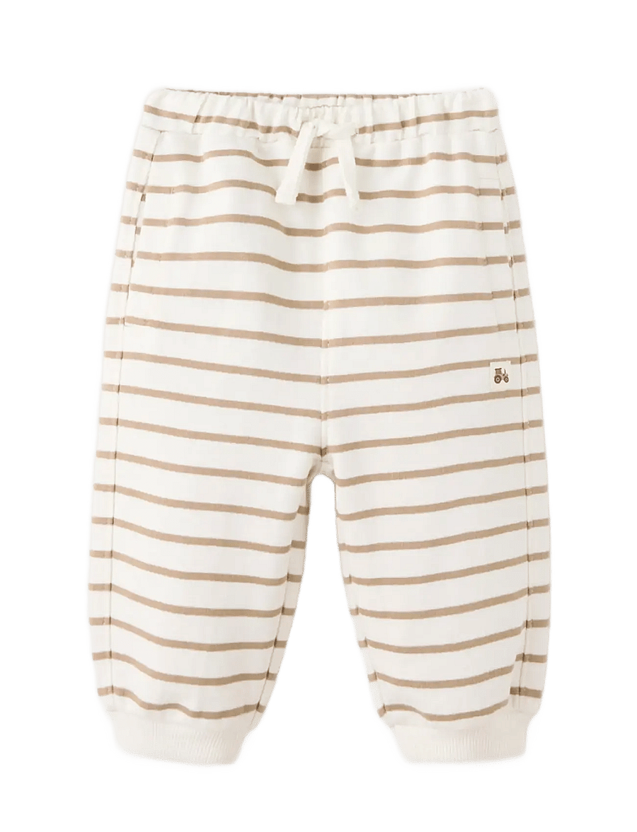 Mango - Stripy jogger trousers - mjukisbyxor - natural white - 0