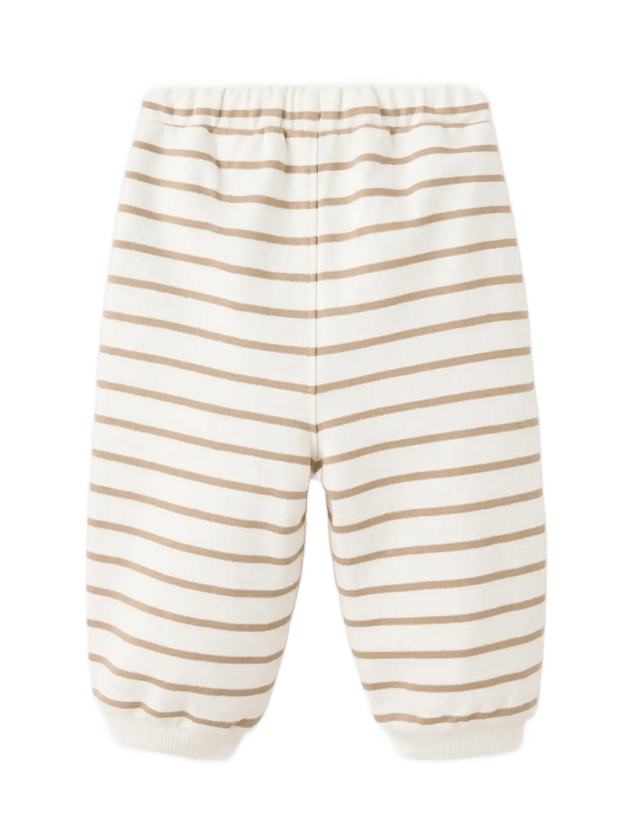 Mango - Stripy jogger trousers - mjukisbyxor - natural white - 1