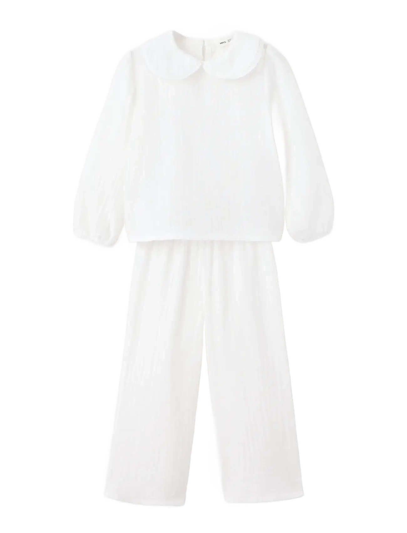 Mango Full cotton textured pyjamas set - Pyjamassæt - NATURAL WHITE / white