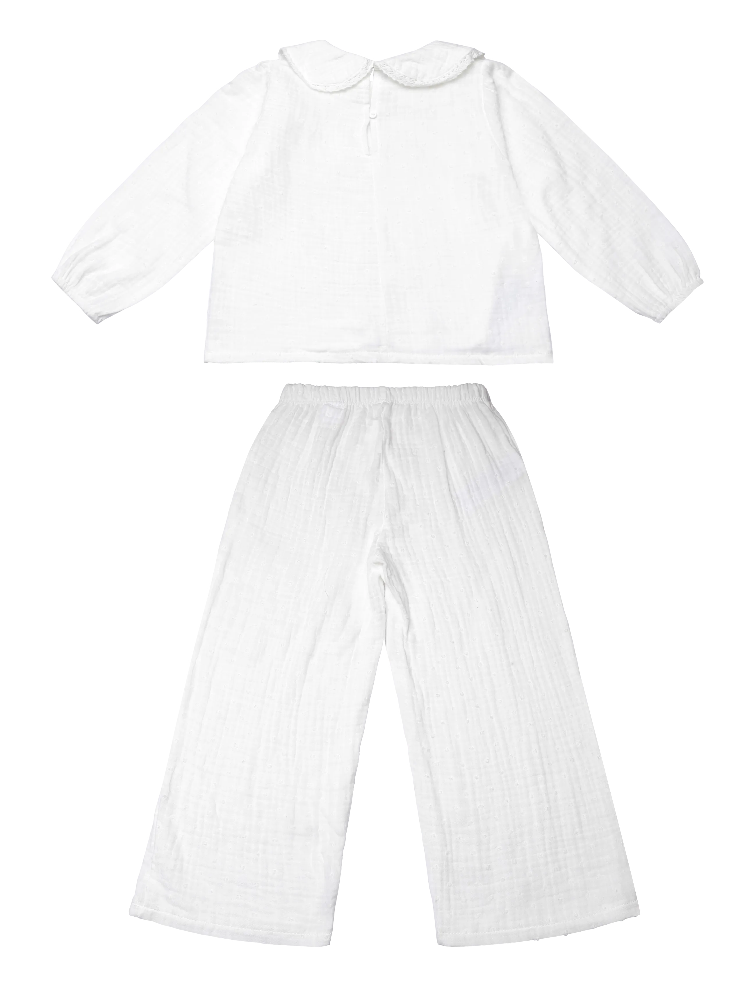 Mango - Full cotton textured pyjamas set - pyjamassæt - natural white - 1