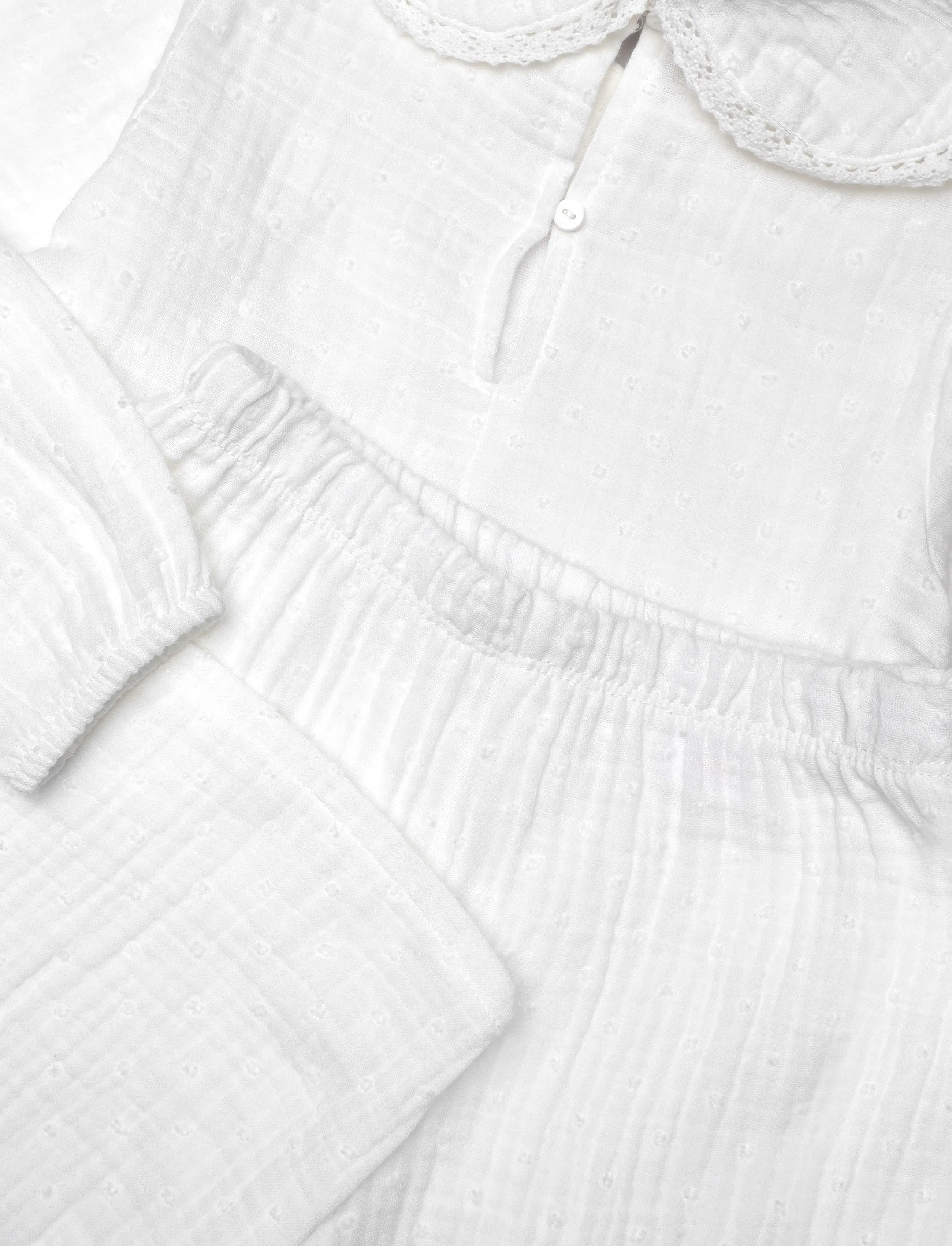 Mango - Full cotton textured pyjamas set - pyjamassæt - natural white - 2